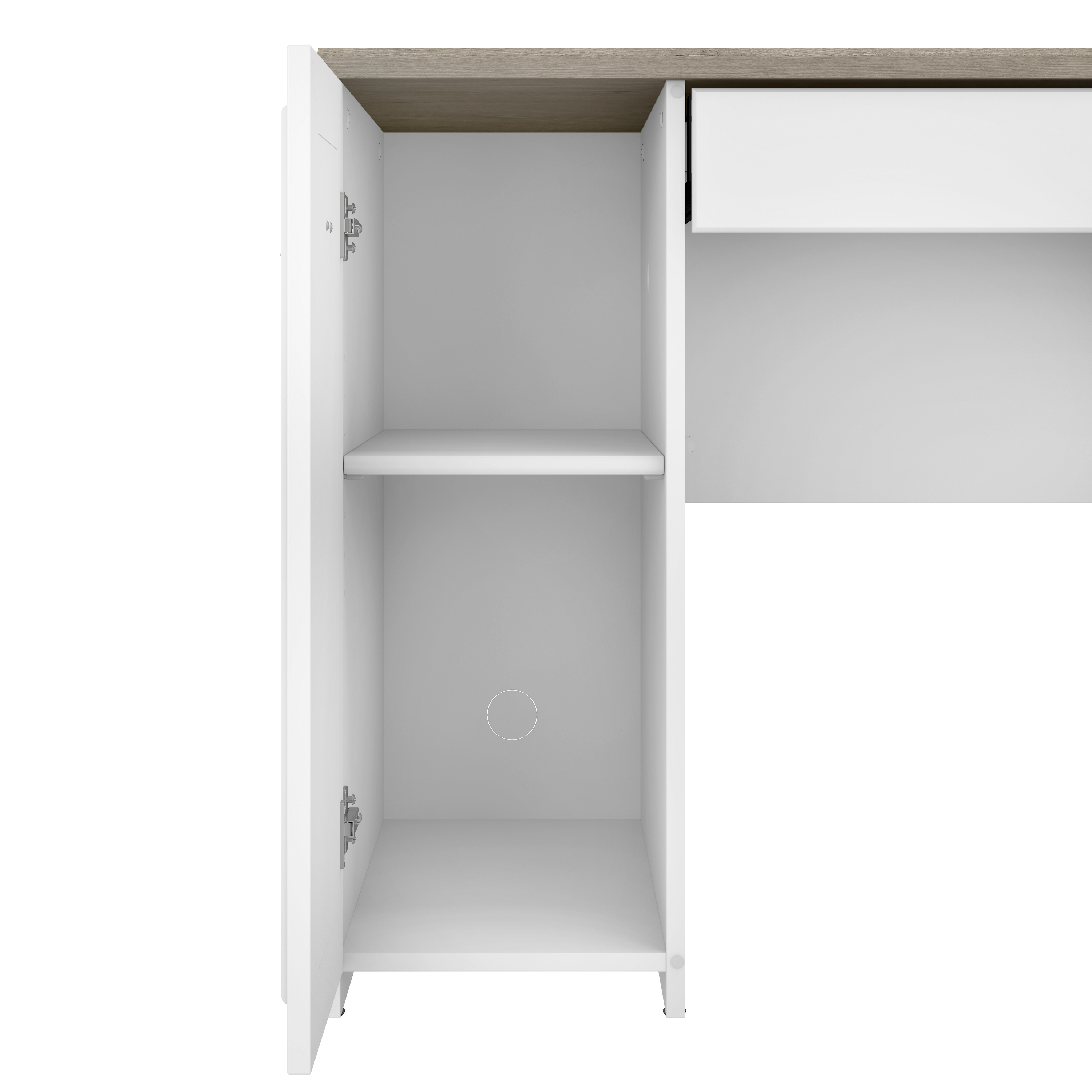 Shop Bush Furniture Fairview 60W L Shaped Desk with Hutch and 5 Shelf Bookcase 08 FV005CG #color_cape cod gray