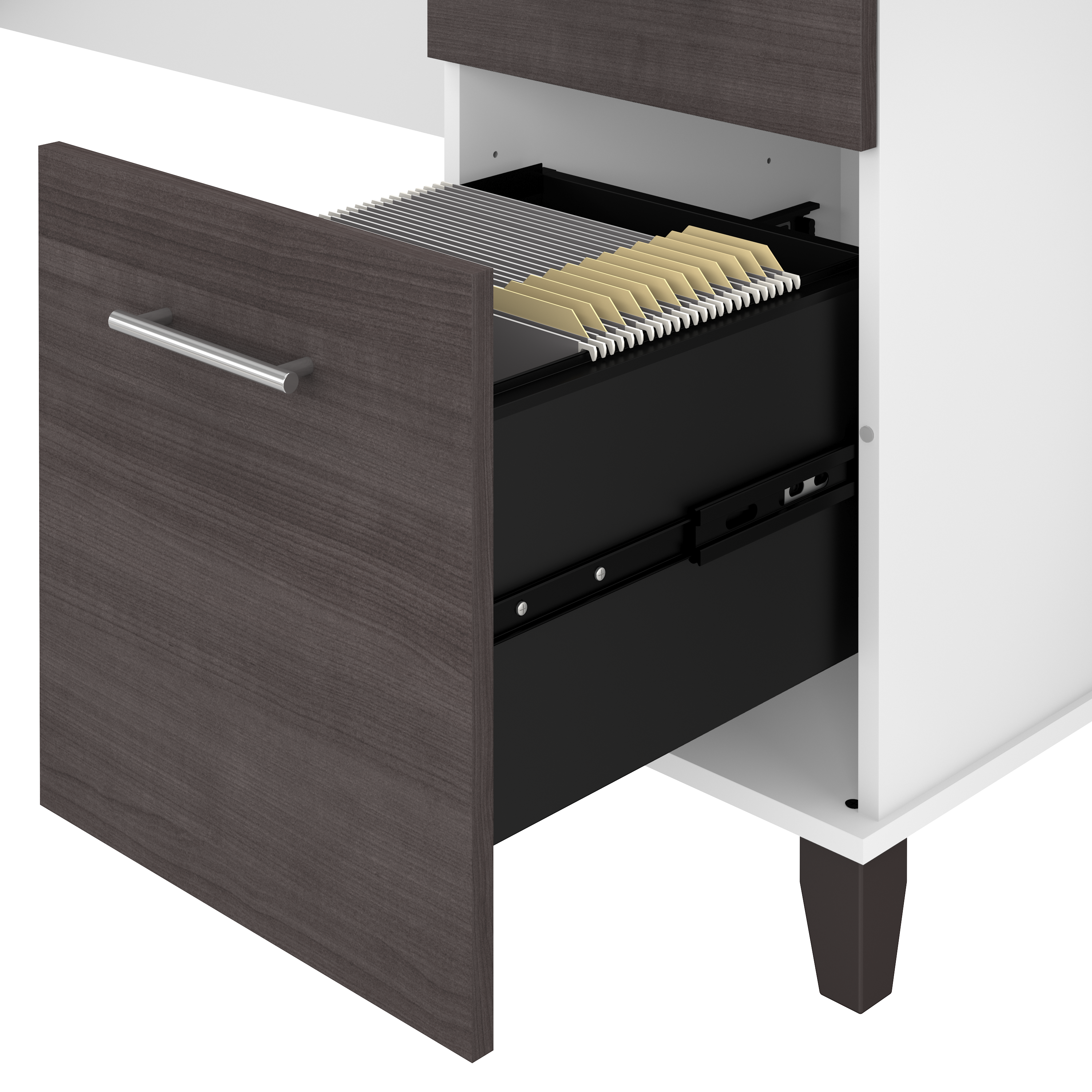 Shop Bush Furniture Somerset 60W Office Desk with Lateral File Cabinet and 5 Shelf Bookcase 07 SET013SGWH #color_storm gray/white