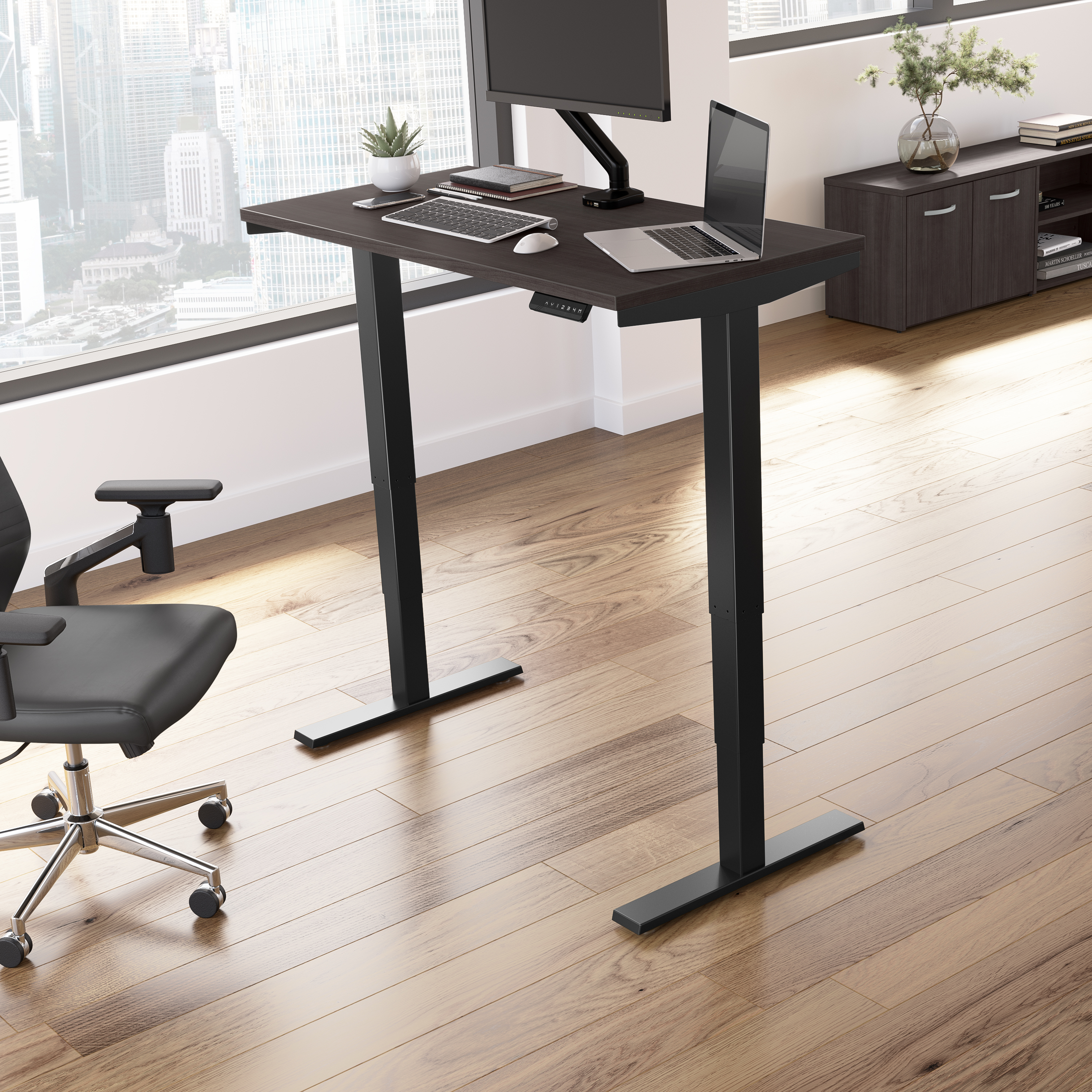 Shop Move 40 Series by Bush Business Furniture 48W x 24D Electric Height Adjustable Standing Desk 01 M4S4824SGBK #color_storm gray/black powder coat