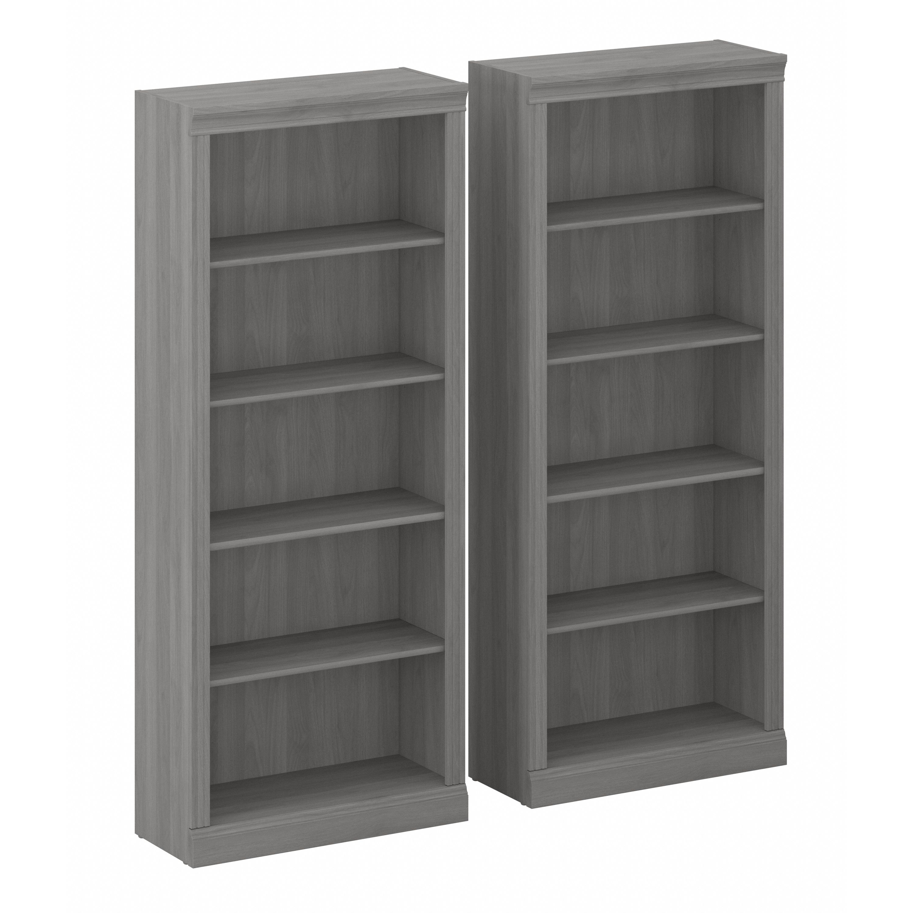 Shop Bush Furniture Saratoga Tall 5 Shelf Bookcase - Set of 2 02 SAR008MG #color_modern gray