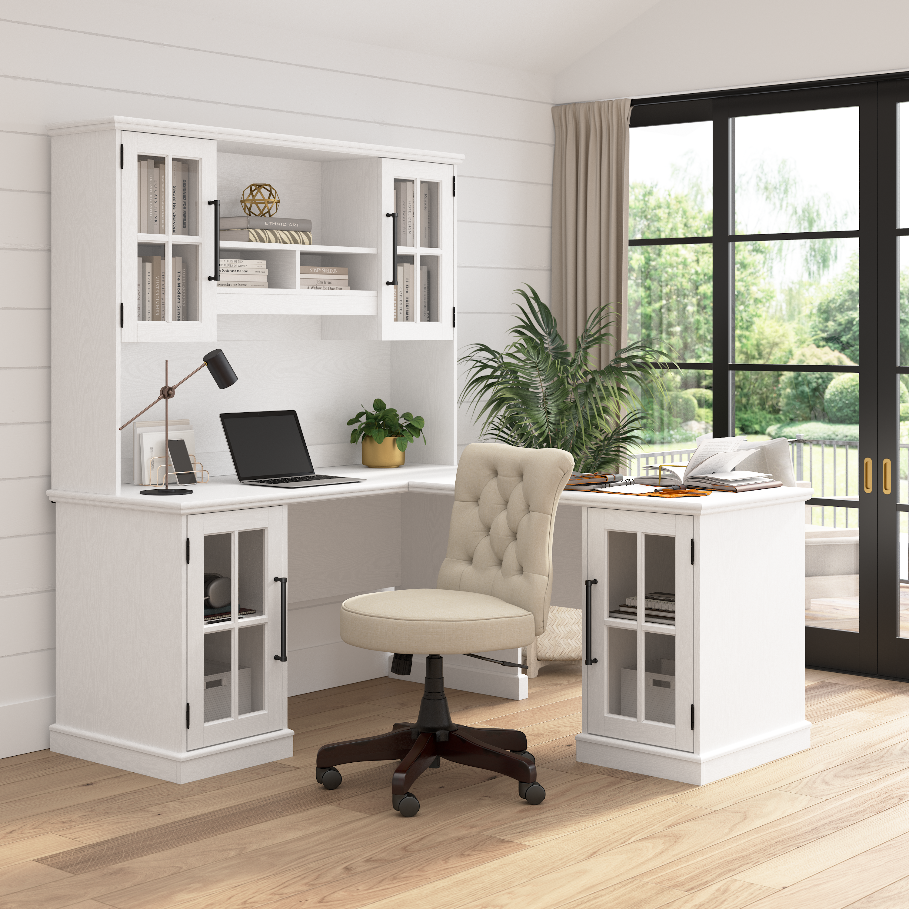 Shop Bush Furniture Westbrook 60W L Shaped Desk with Storage 05 WBK017WAS #color_white ash