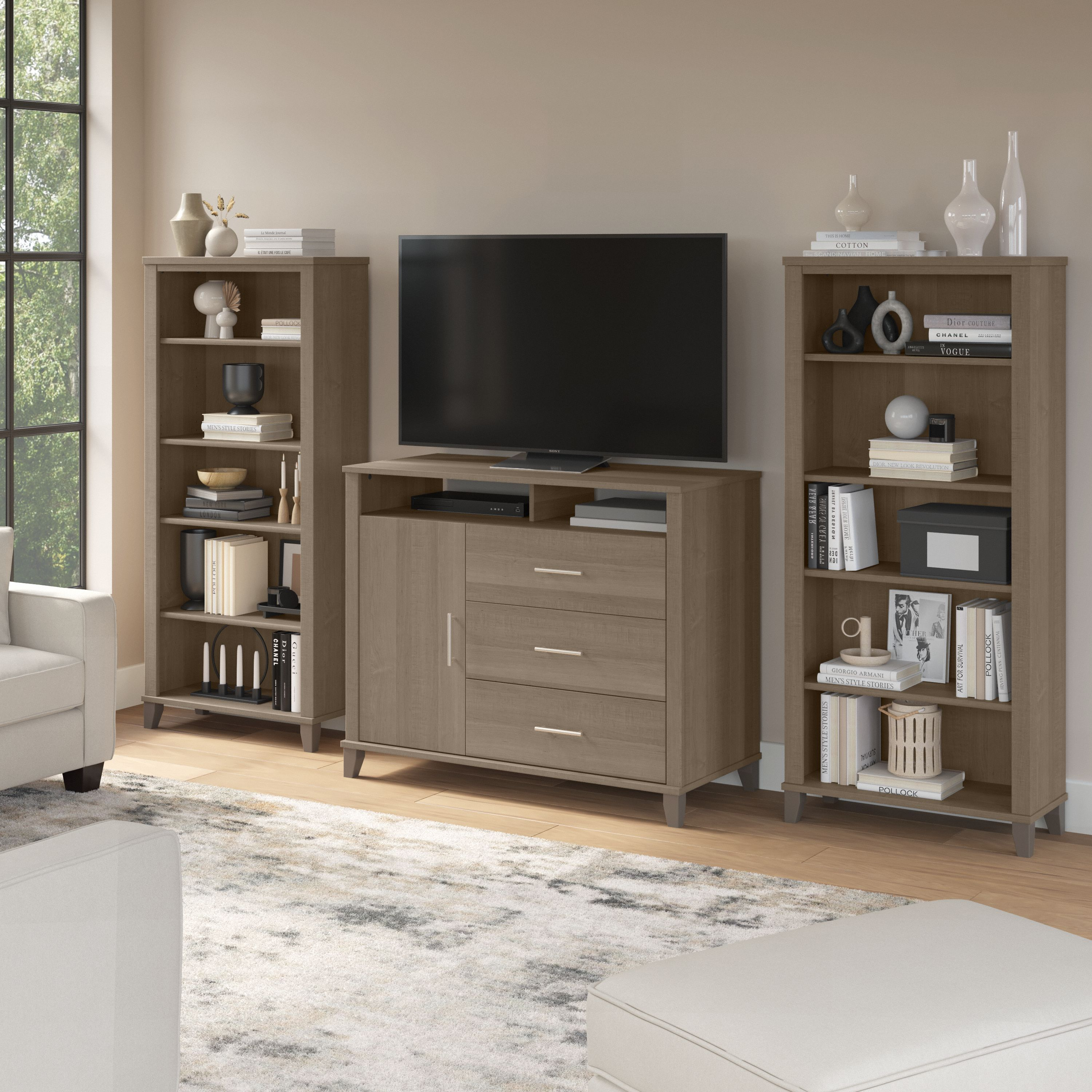 Shop Bush Furniture Somerset Entertainment Center 01 SET039AG #color_ash gray