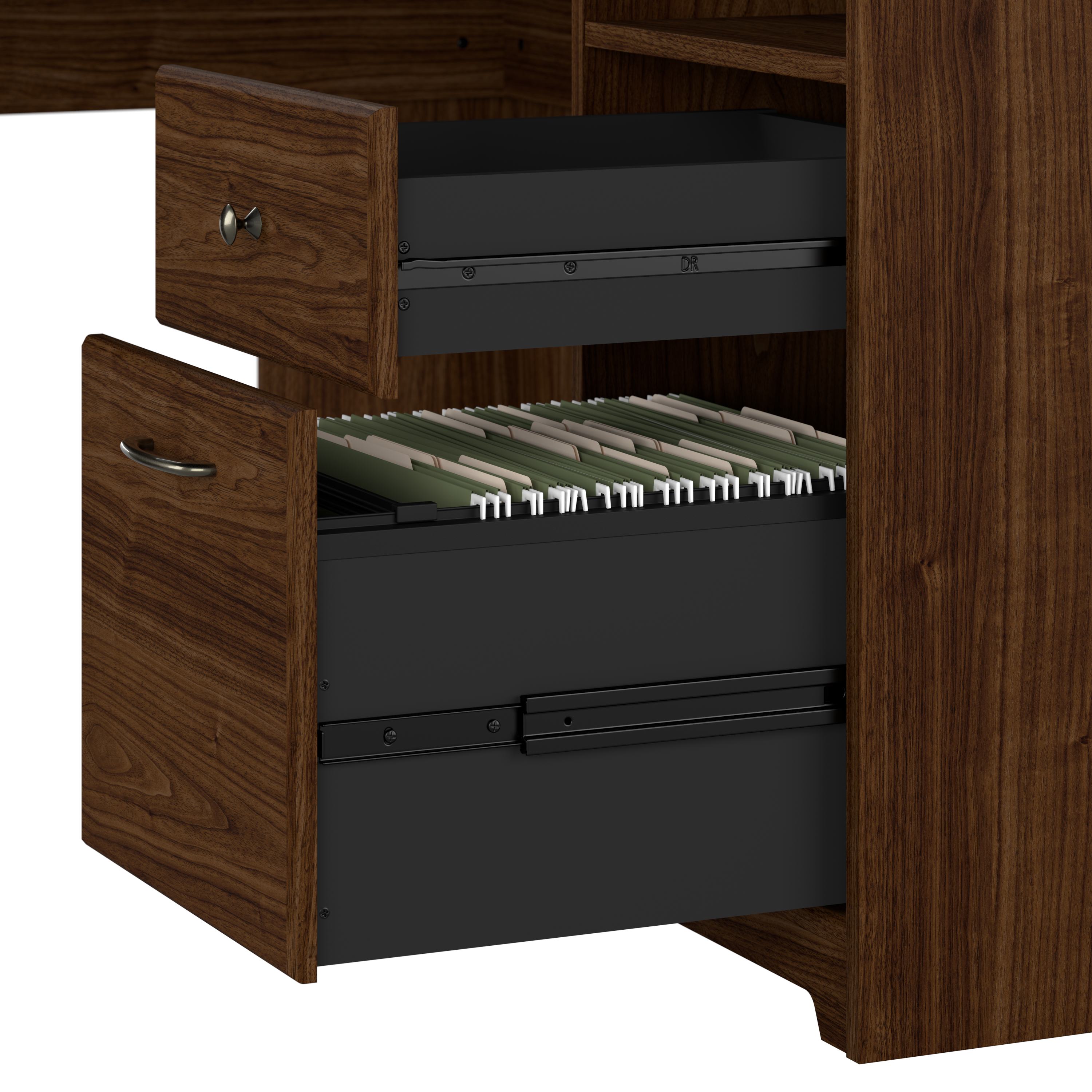 Shop Bush Furniture Cabot 60W L Shaped Computer Desk with Hutch and Storage 07 CAB001MW #color_modern walnut