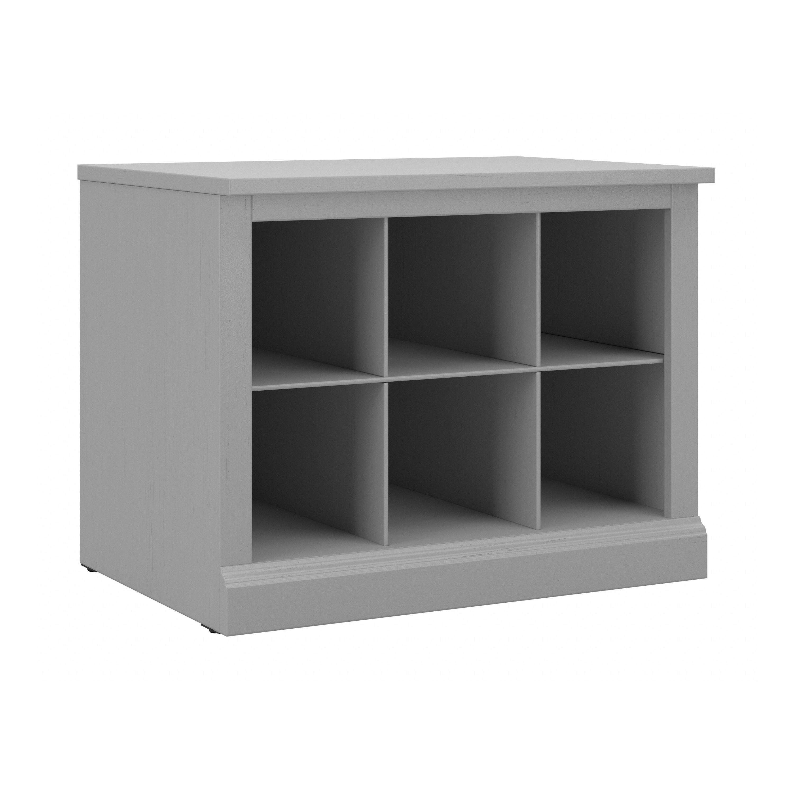 Shop Bush Furniture Woodland 24W Small Shoe Bench with Shelves 02 WDS224CG-03 #color_cape cod gray