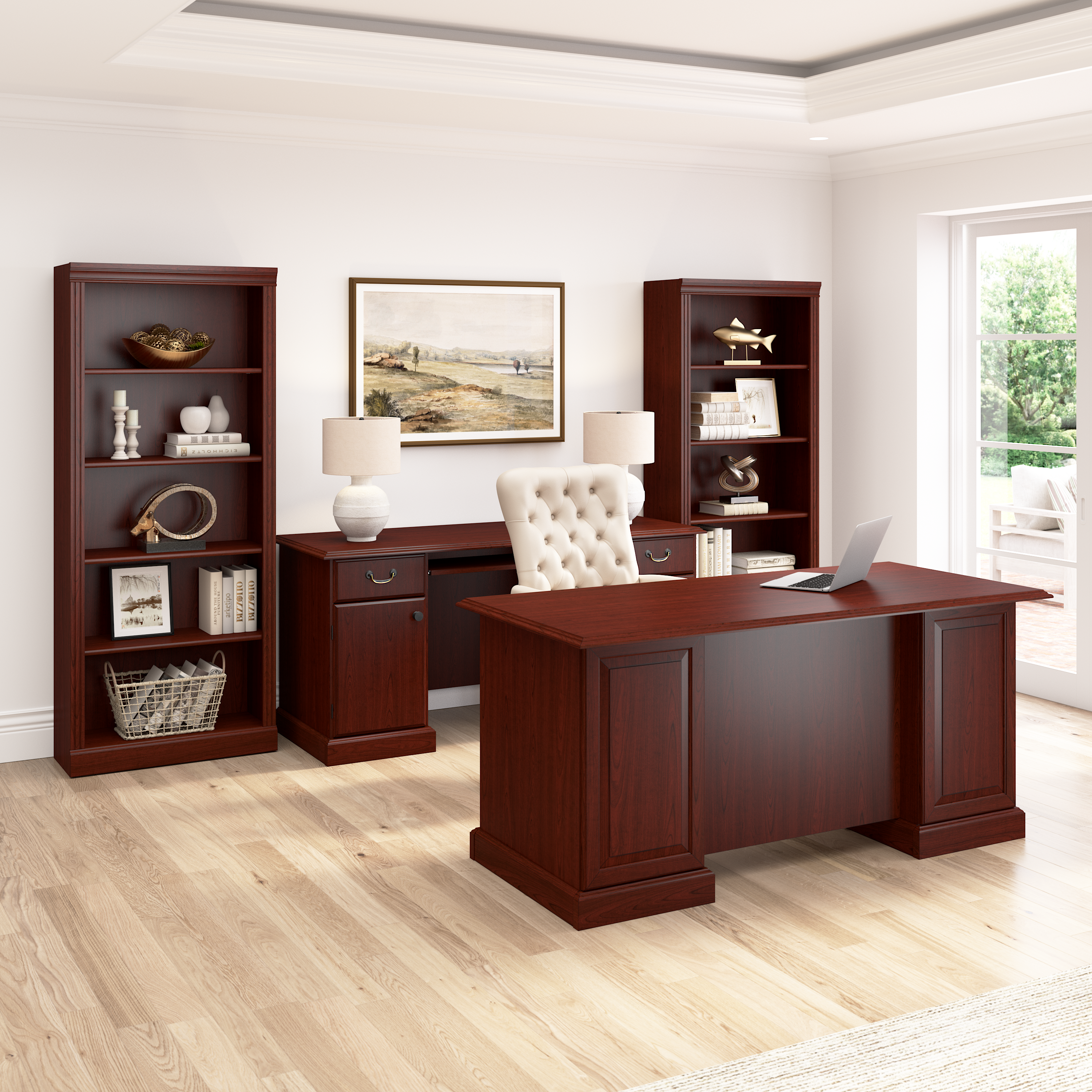 Shop Bush Business Furniture Arlington Executive Desk with Drawers 06 WC65566-03K #color_harvest cherry