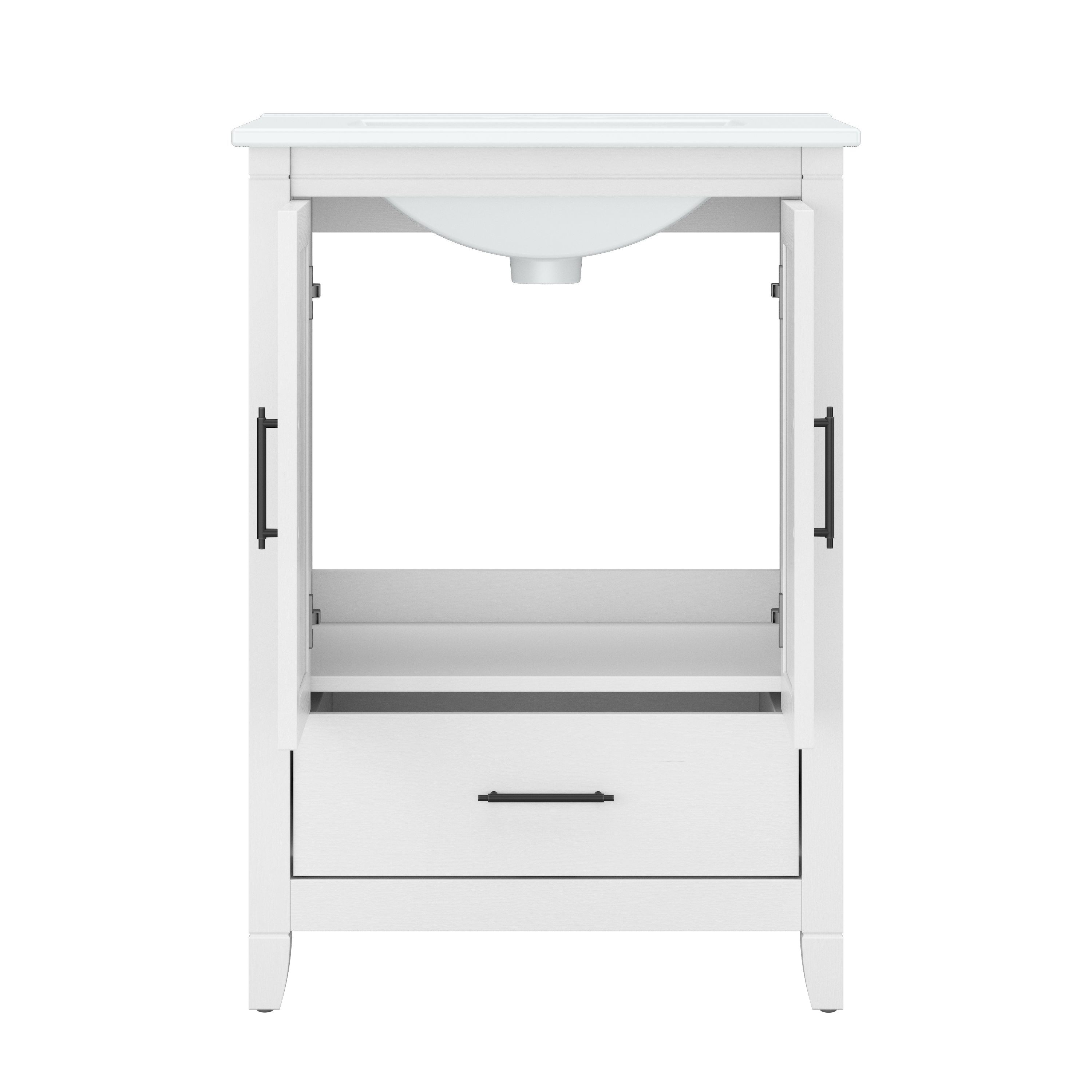 Shop Bush Furniture Key West 64W Double Vanity Set with Sinks and Medicine Cabinets 08 KWS042WAS #color_white ash