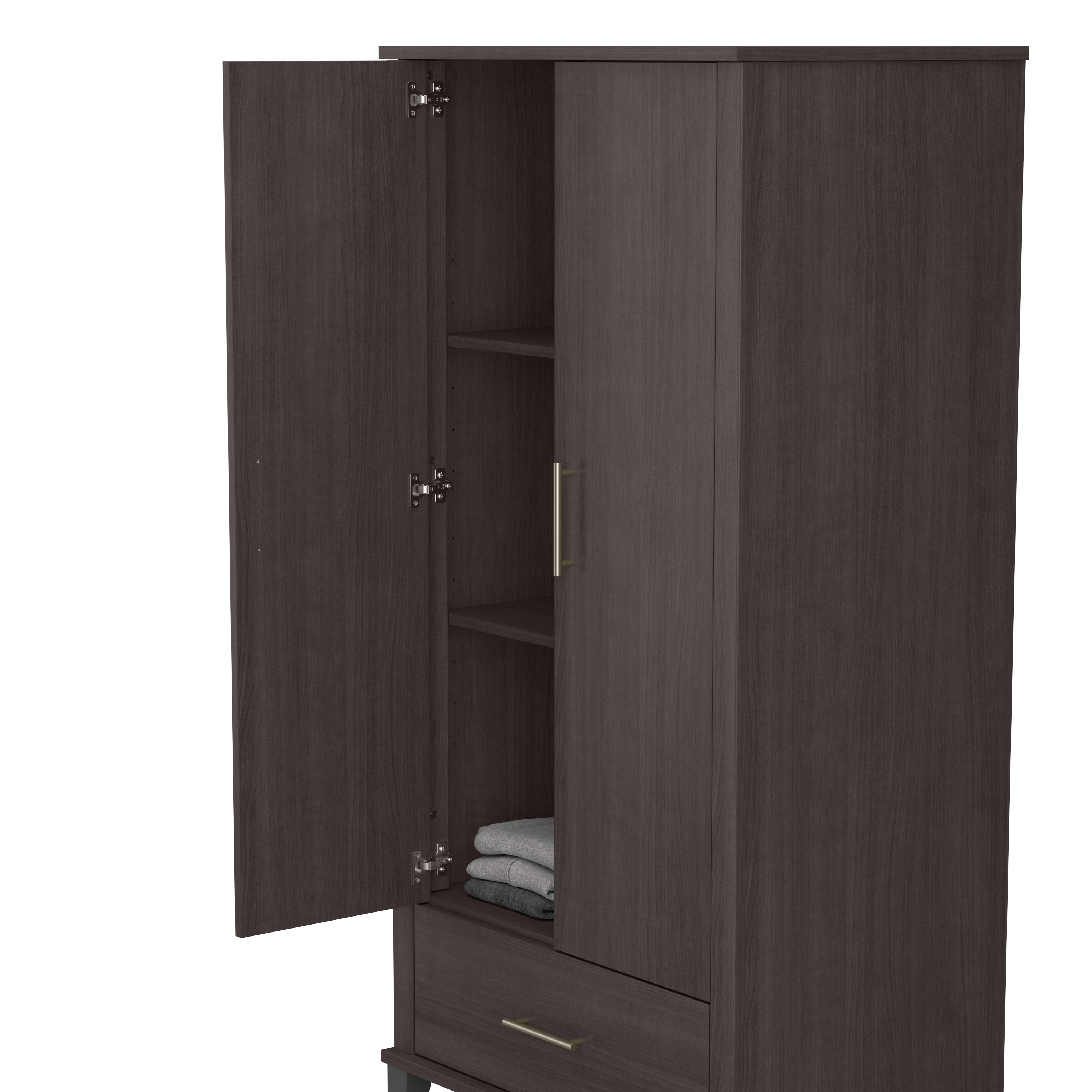 Shop Bush Furniture Somerset Tall Kitchen Pantry Cabinet with Doors and Drawer 08 STS166SGK-Z #color_storm gray