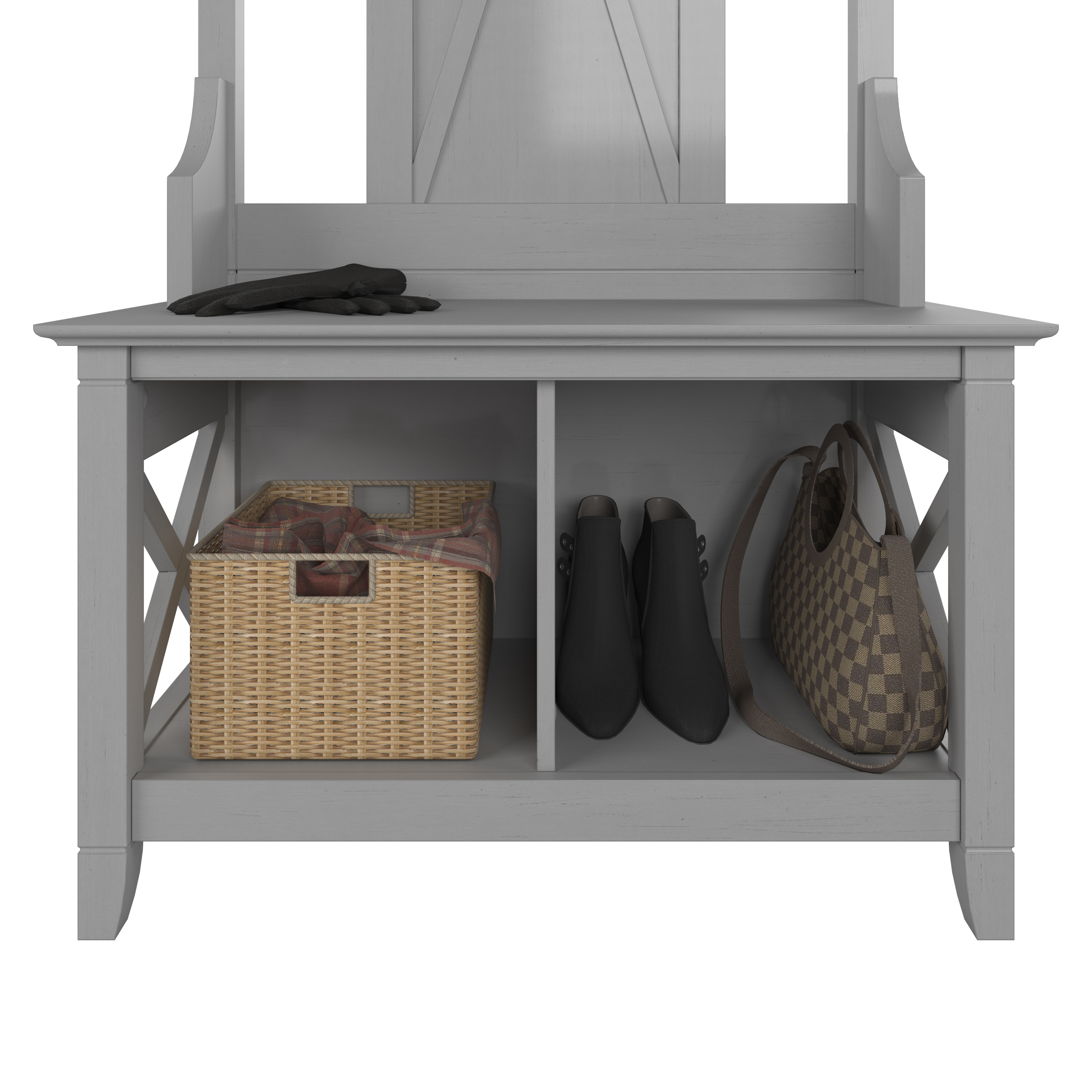 Shop Bush Furniture Key West Hall Tree with Shoe Storage Bench 07 KWS166CG-03 #color_cape cod gray