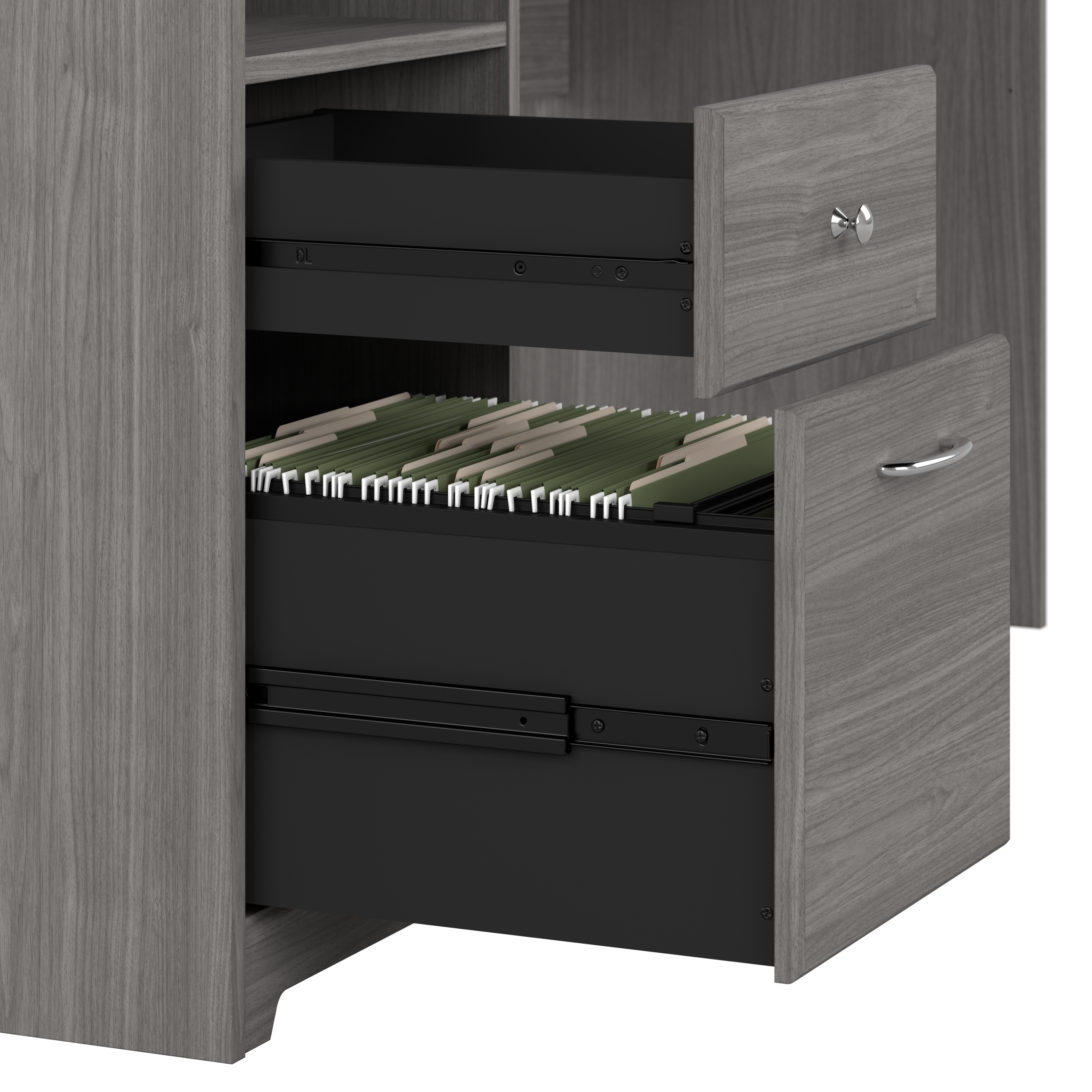 Shop Bush Furniture Cabot 60W L Shaped Computer Desk with Hutch and Drawers 09 CAB046MG #color_modern gray