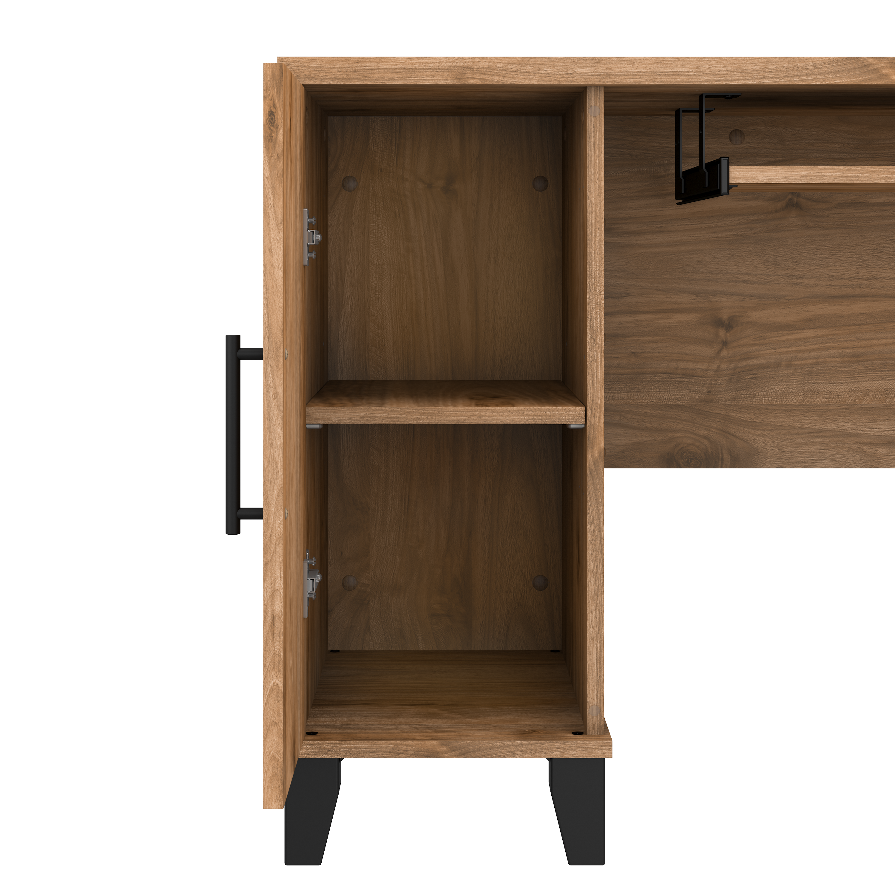 Shop Bush Furniture Somerset 60W L Shaped Desk with Hutch and 5 Shelf Bookcase 09 SET010FW #color_fresh walnut