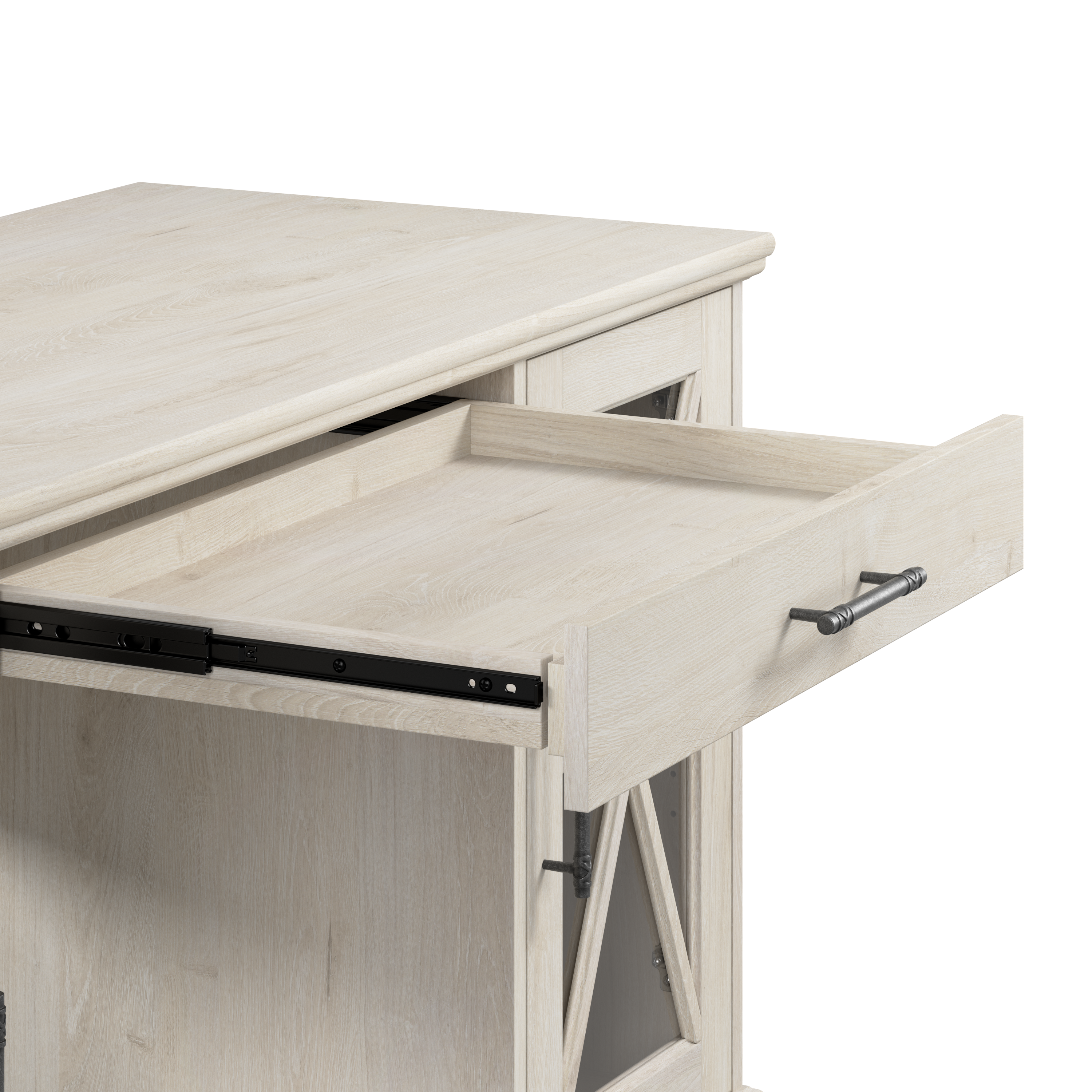 Shop Bush Furniture Lennox 60W Farmhouse Desk with Storage and Keyboard Tray 08 LED160LW-03K #color_linen white oak