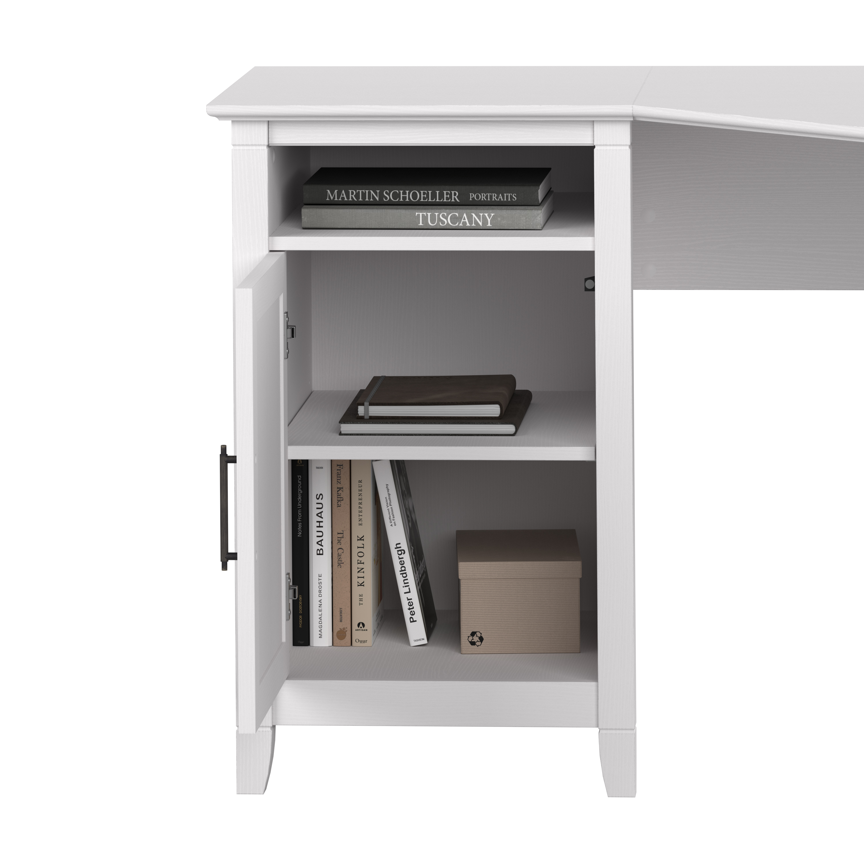 Shop Bush Furniture Key West 54W Corner Computer Desk with Storage 08 KWD254WT-03 #color_pure white oak