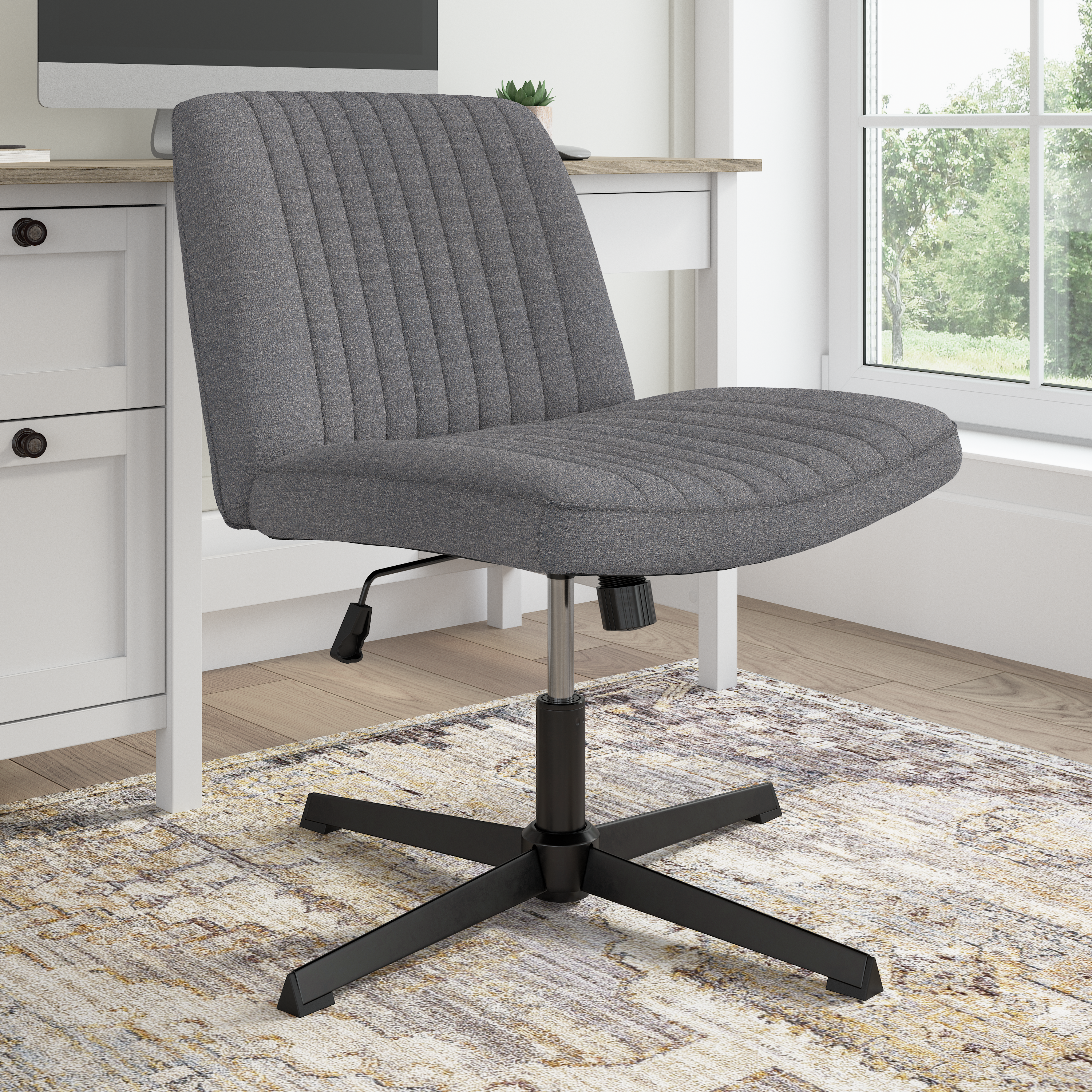 Shop Bush Furniture Sutton Armless Computer Chair Without Wheels 01 CH4201DCF-03 #color_dark charcoal fabric