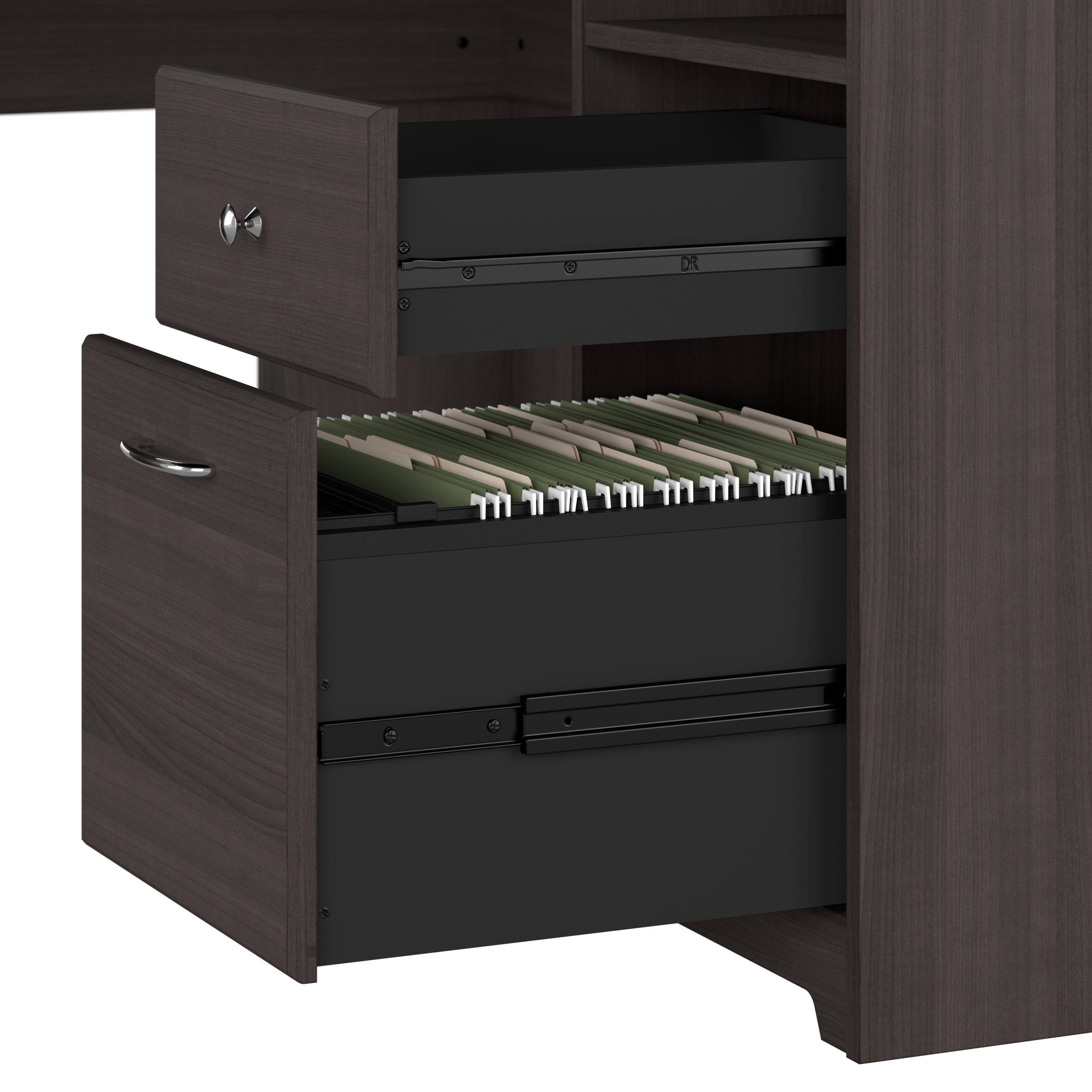 Shop Bush Furniture Cabot 60W L Shaped Computer Desk with Hutch and Storage 07 CAB001HRG #color_heather gray