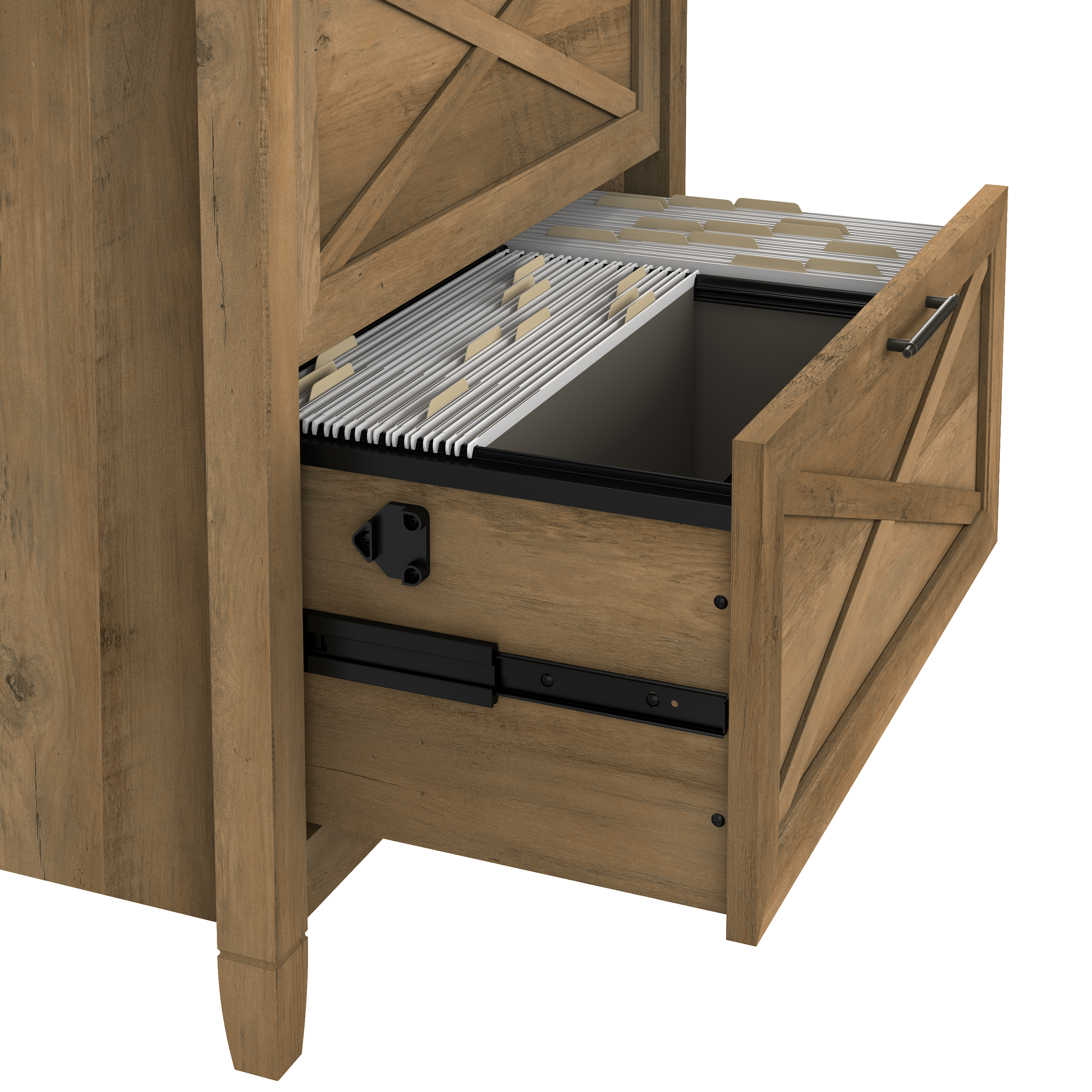 Shop Bush Furniture Key West 60W L Shaped Desk with 2 Drawer Lateral File Cabinet 07 KWS014RCP #color_reclaimed pine