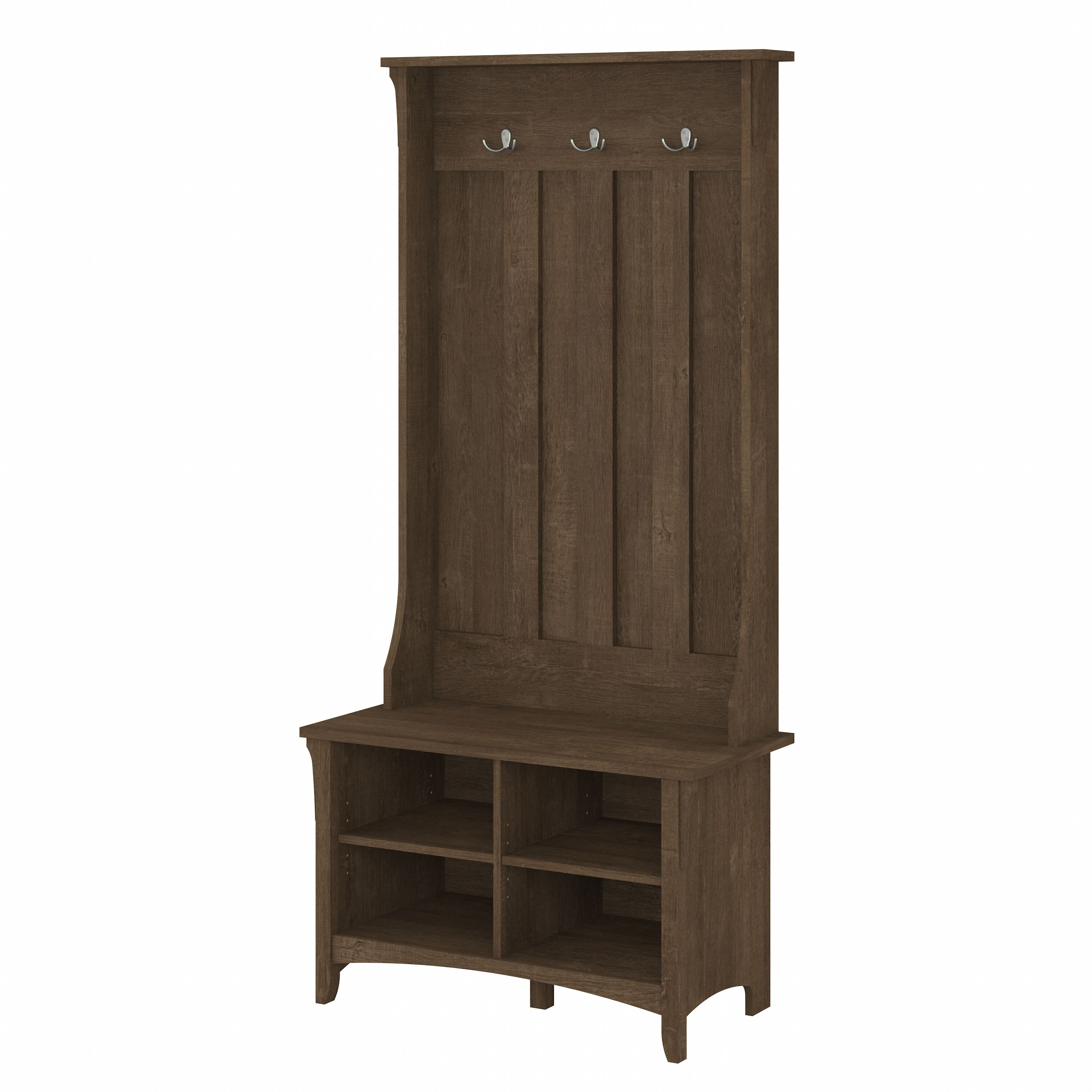 Shop Bush Furniture Salinas Hall Tree with Shoe Storage Bench 02 SAS532ABR-03 #color_ash brown