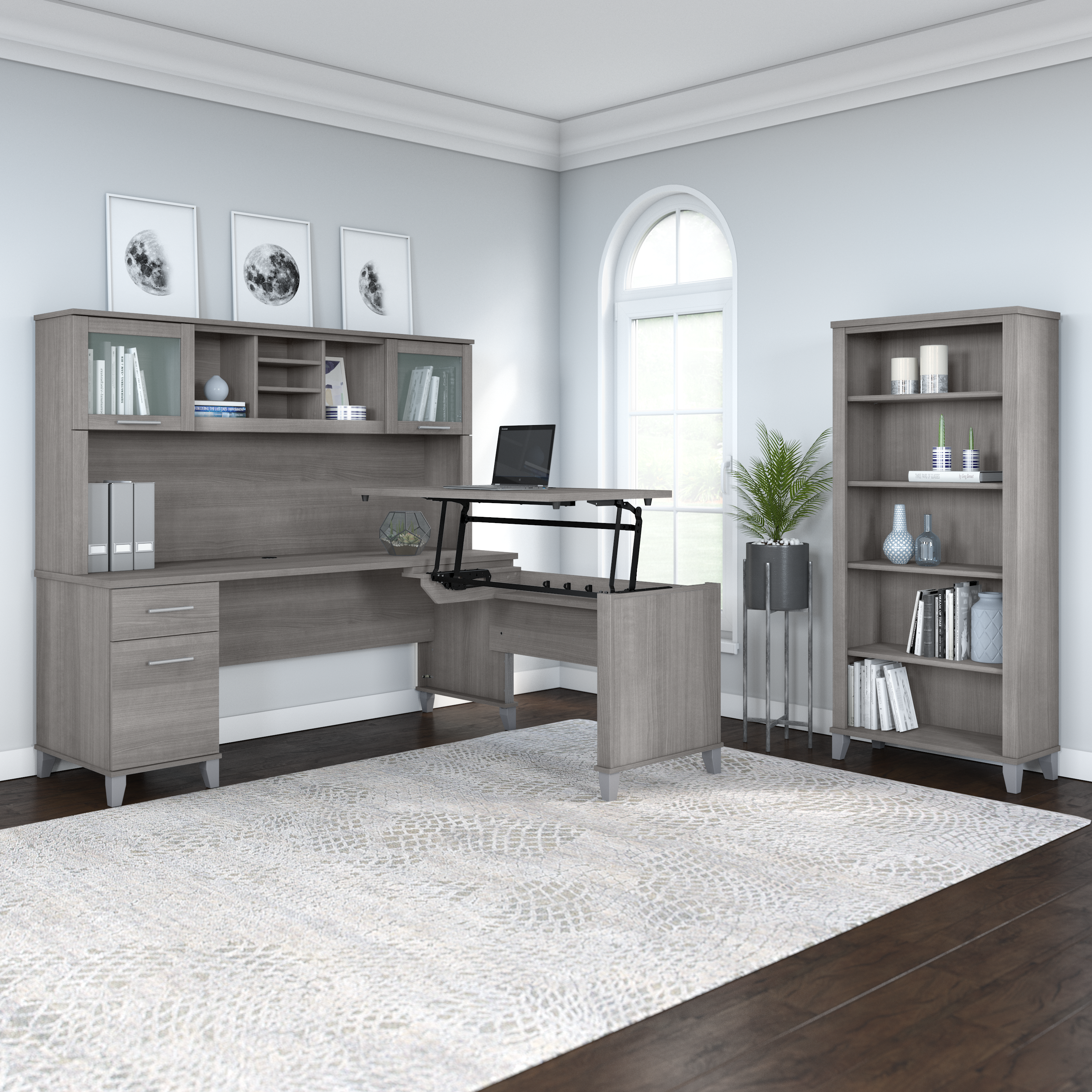 Shop Bush Furniture Somerset 72W Desk Hutch 05 WC81211 #color_platinum gray