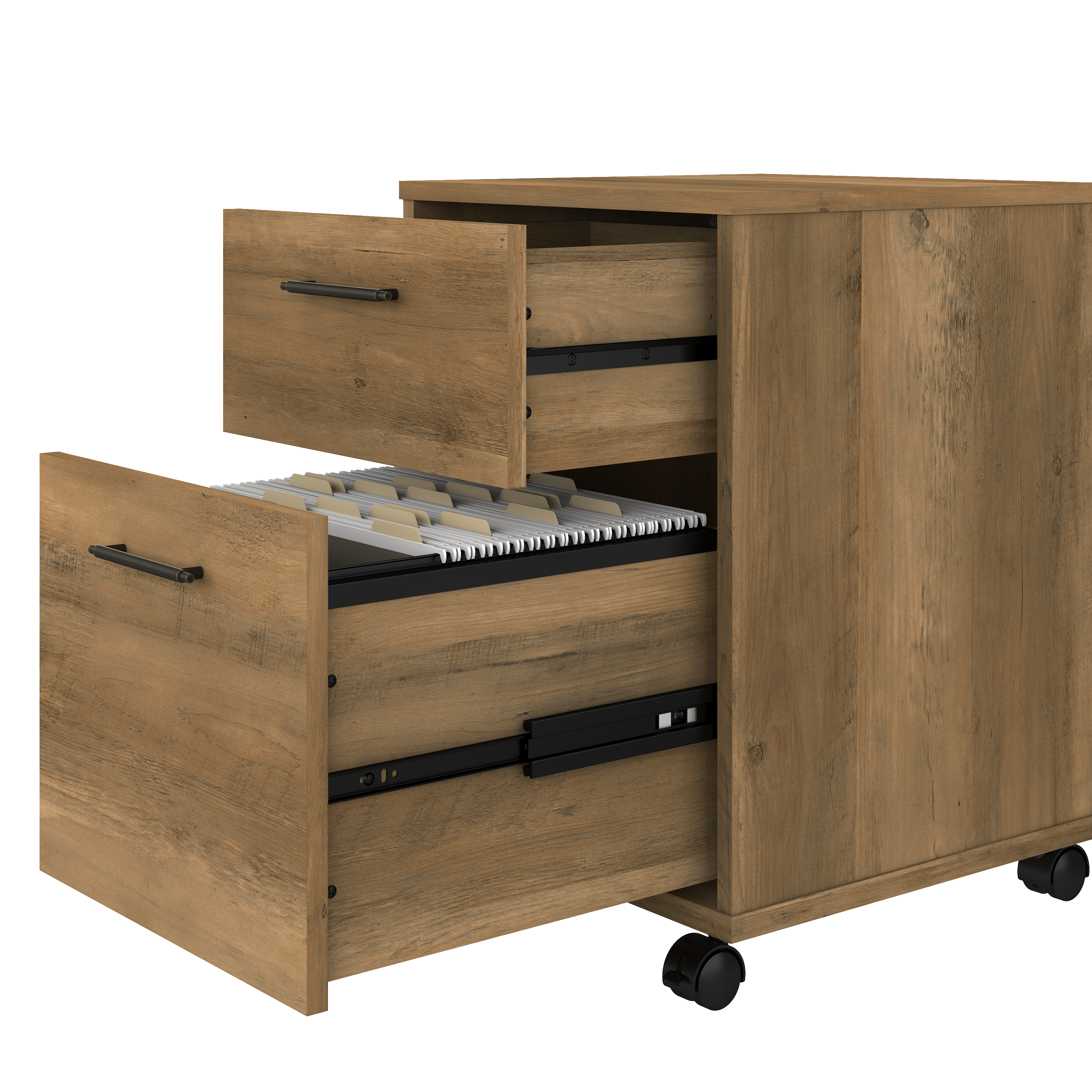 Shop Bush Furniture Key West 54W Computer Desk with 2 Drawer Lateral File Cabinet and 5 Shelf Bookcase 08 KWS009RCP #color_reclaimed pine