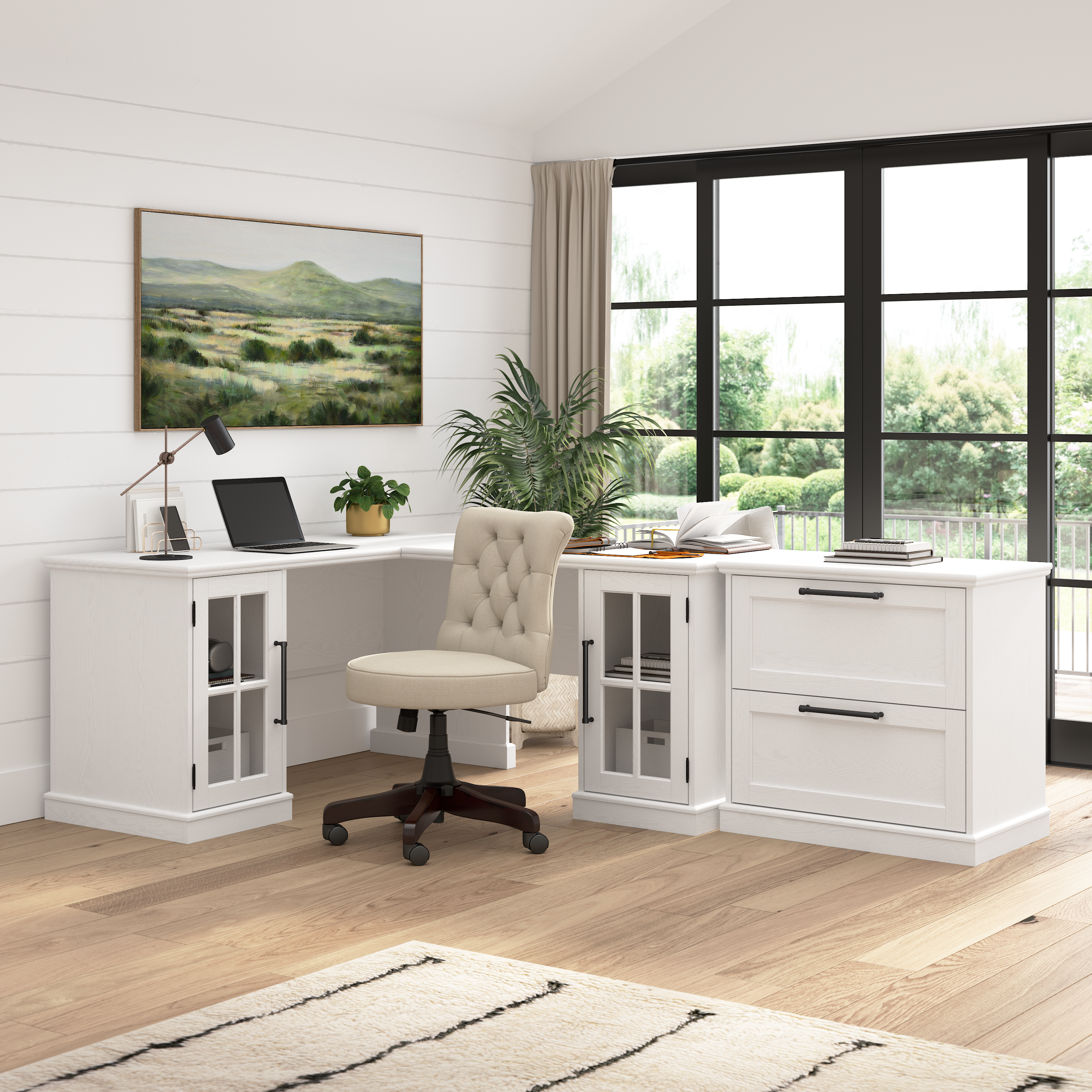 Shop Bush Furniture Westbrook 60W Computer Desk Hutch 06 WBH160WAS-03 #color_white ash