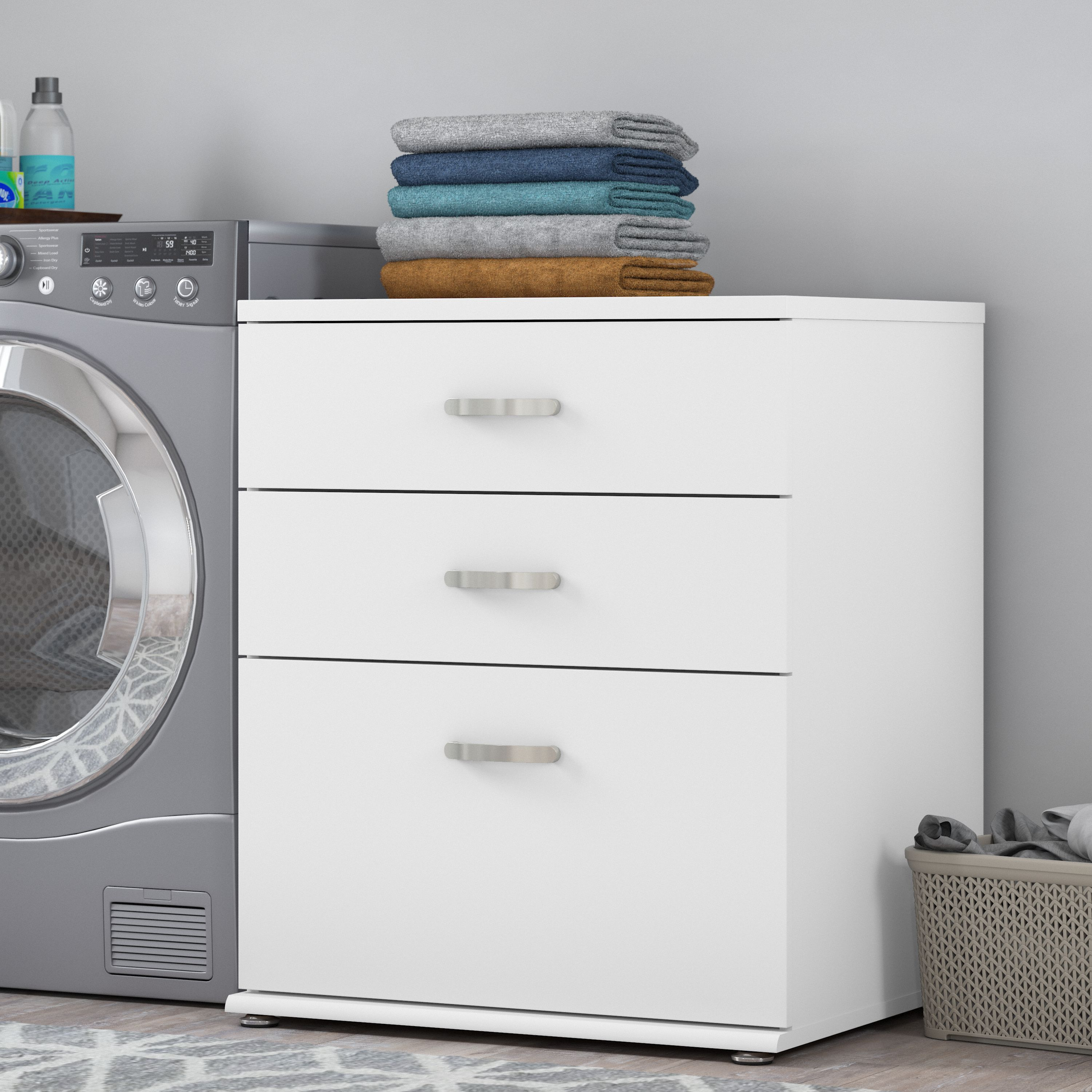 Shop Bush Business Furniture Universal Laundry Room Storage Cabinet with Drawers 01 LNS328WH-Z #color_white