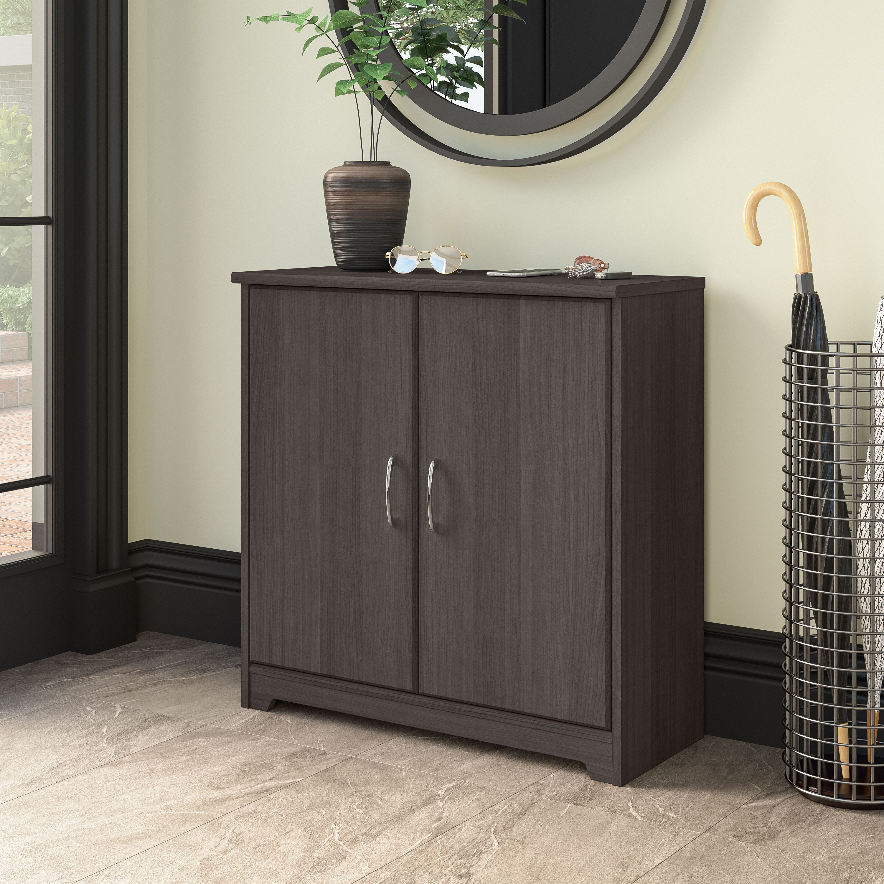 Shop Bush Furniture Cabot Small Entryway Cabinet with Doors 01 WC31798-Z #color_heather gray