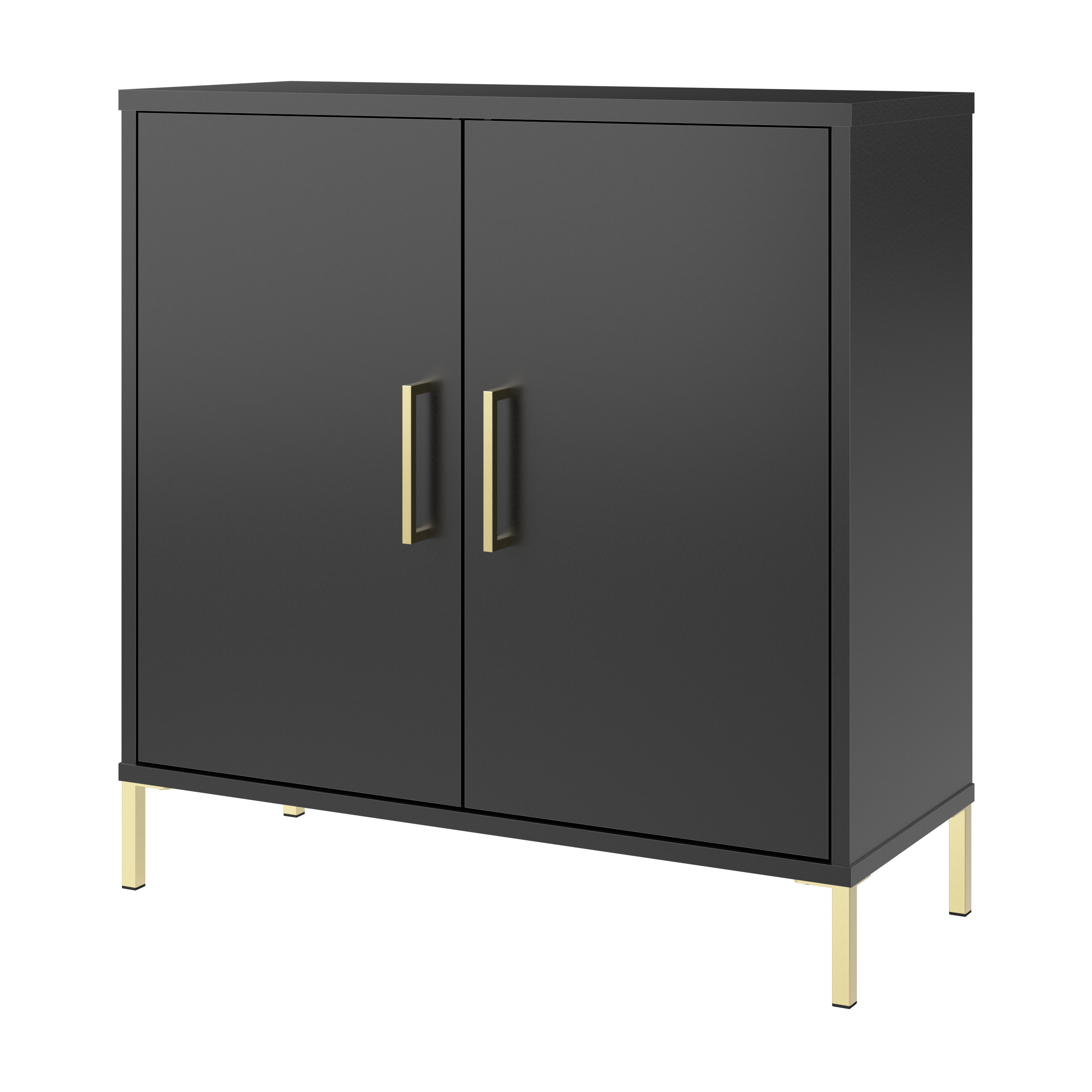 Shop Bush Furniture Soho Low Storage Cabinet with Doors 02 SHS229BL-Z #color_black stipple