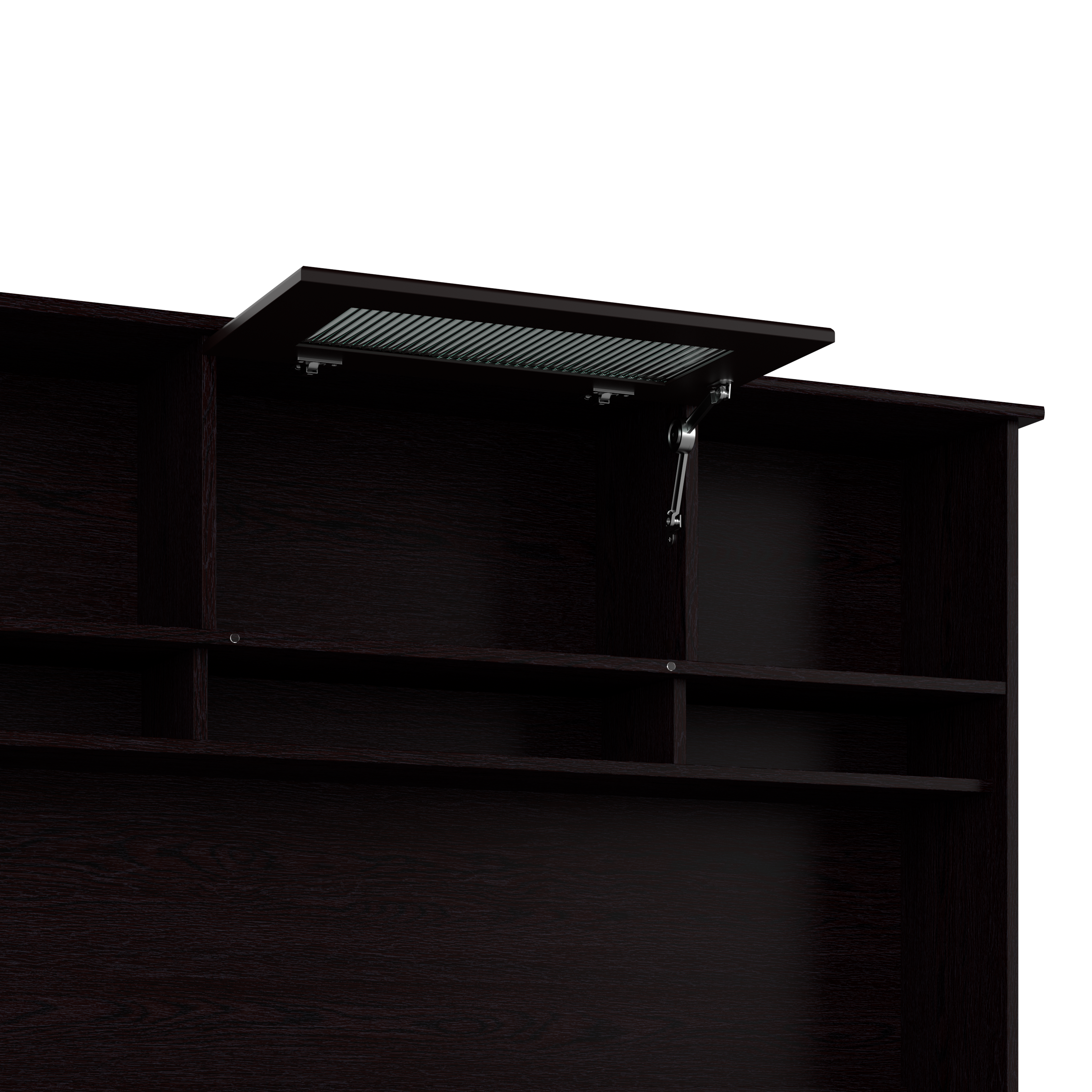 Shop Bush Furniture Cabot 60W 3 Position Sit to Stand L Shaped Desk with Hutch 08 CAB045EPO #color_espresso oak