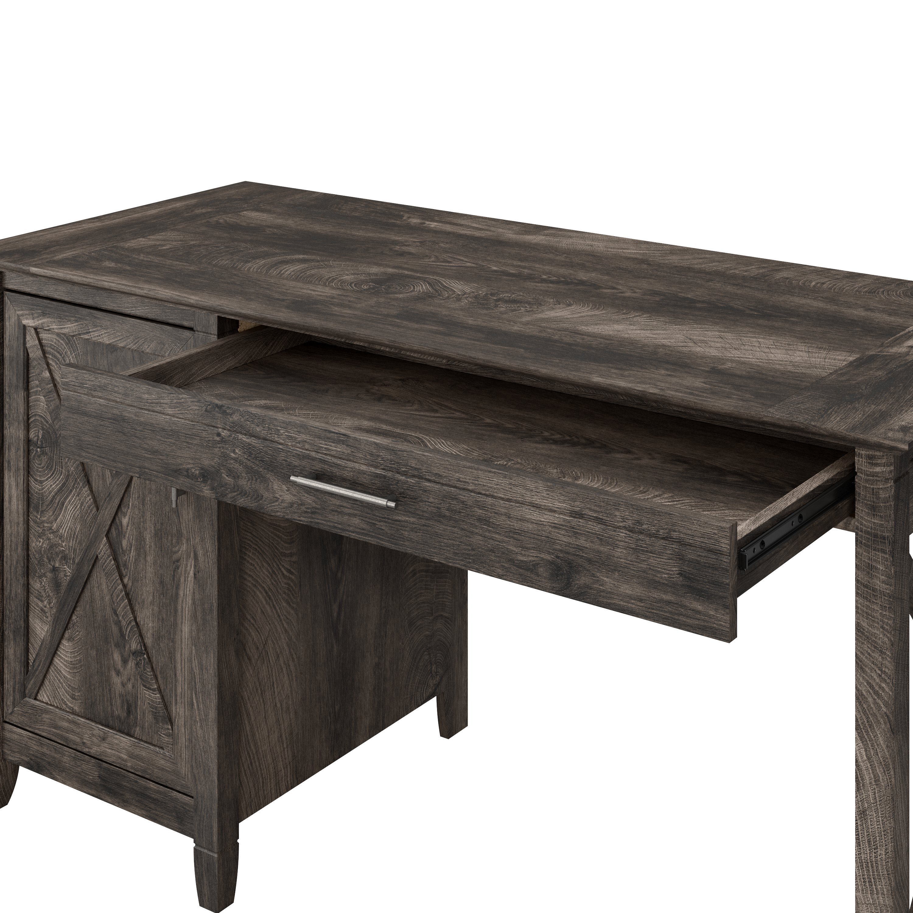 Shop Bush Furniture Key West 54W Computer Desk with 2 Drawer Lateral File Cabinet and 5 Shelf Bookcase 07 KWS009GH #color_dark gray hickory