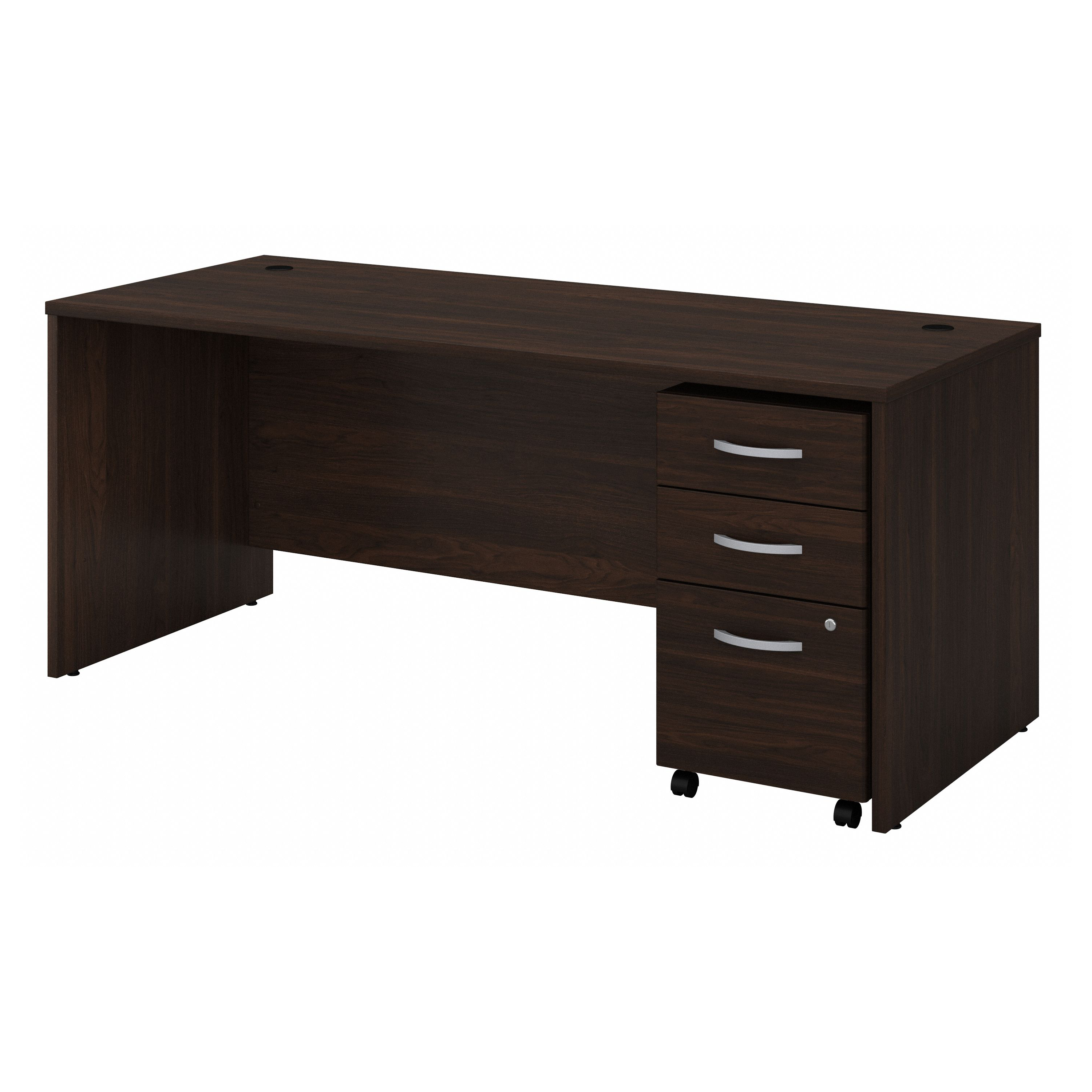 Shop Bush Business Furniture Studio C 72W x 30D Office Desk with Mobile File Cabinet 02 STC013BWSU #color_black walnut
