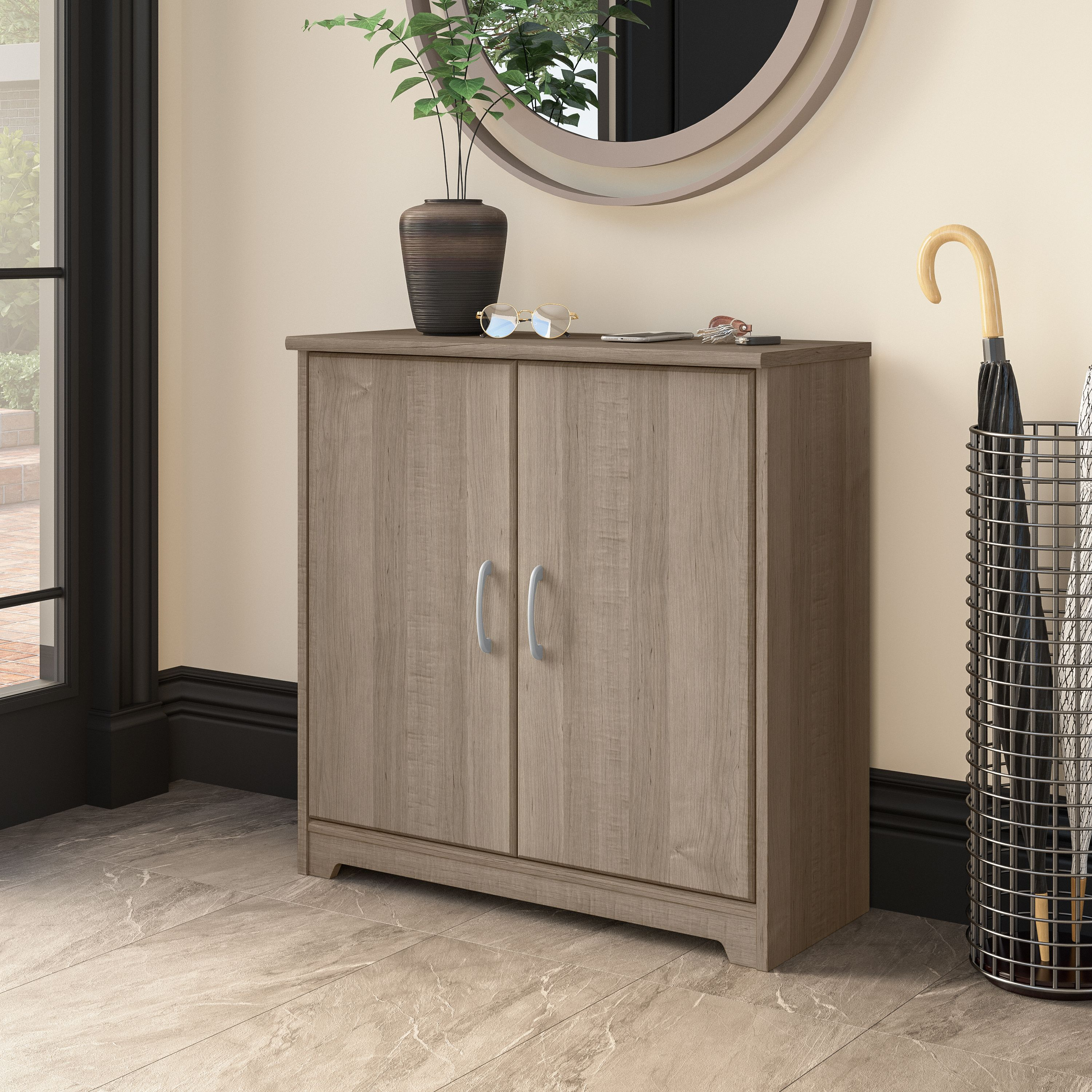 Shop Bush Furniture Cabot Small Entryway Cabinet with Doors 01 WC31298-Z #color_ash gray