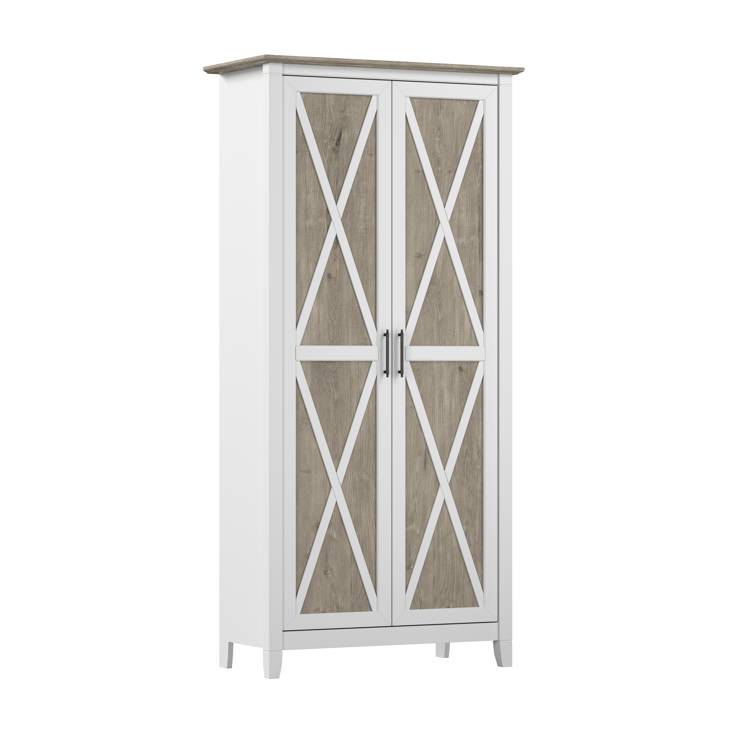 Shop Bush Furniture Key West Tall Bathroom Cabinet with Doors and Shelves 02 KWS266G2W-Z1 #color_shiplap gray/pure white