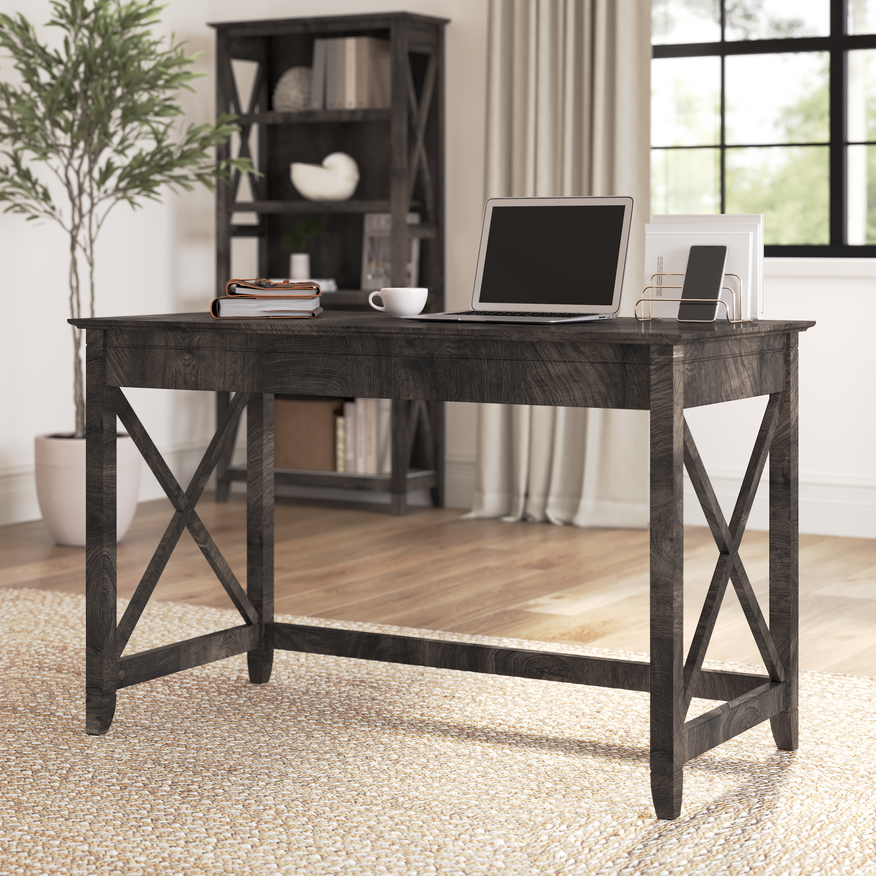 Shop Bush Furniture Key West 48W Writing Desk 01 KWD148GH-03 #color_dark gray hickory