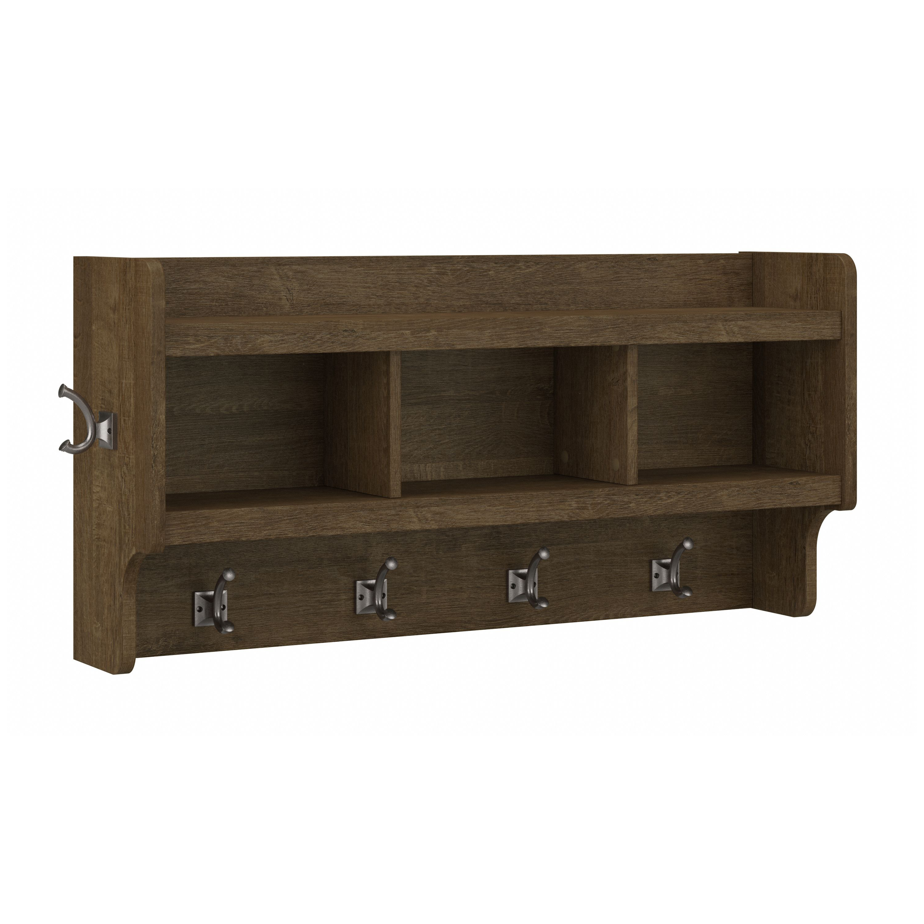 Shop Bush Furniture Woodland 40W Wall Mounted Coat Rack with Shelf 02 WDH340ABR-03 #color_ash brown