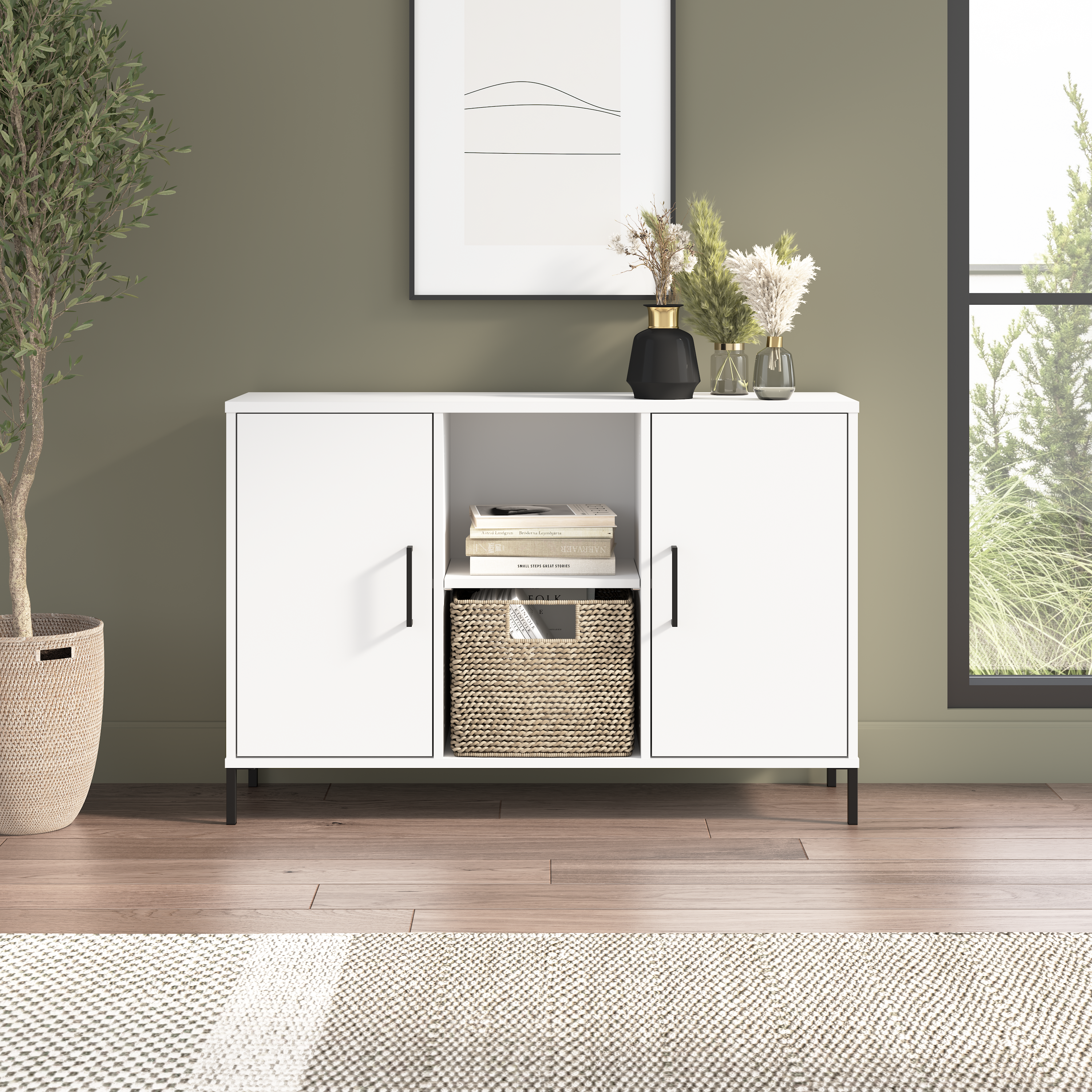 Shop Bush Furniture Soho Accent Cabinet with Doors 01 SHS143WH-Z #color_white