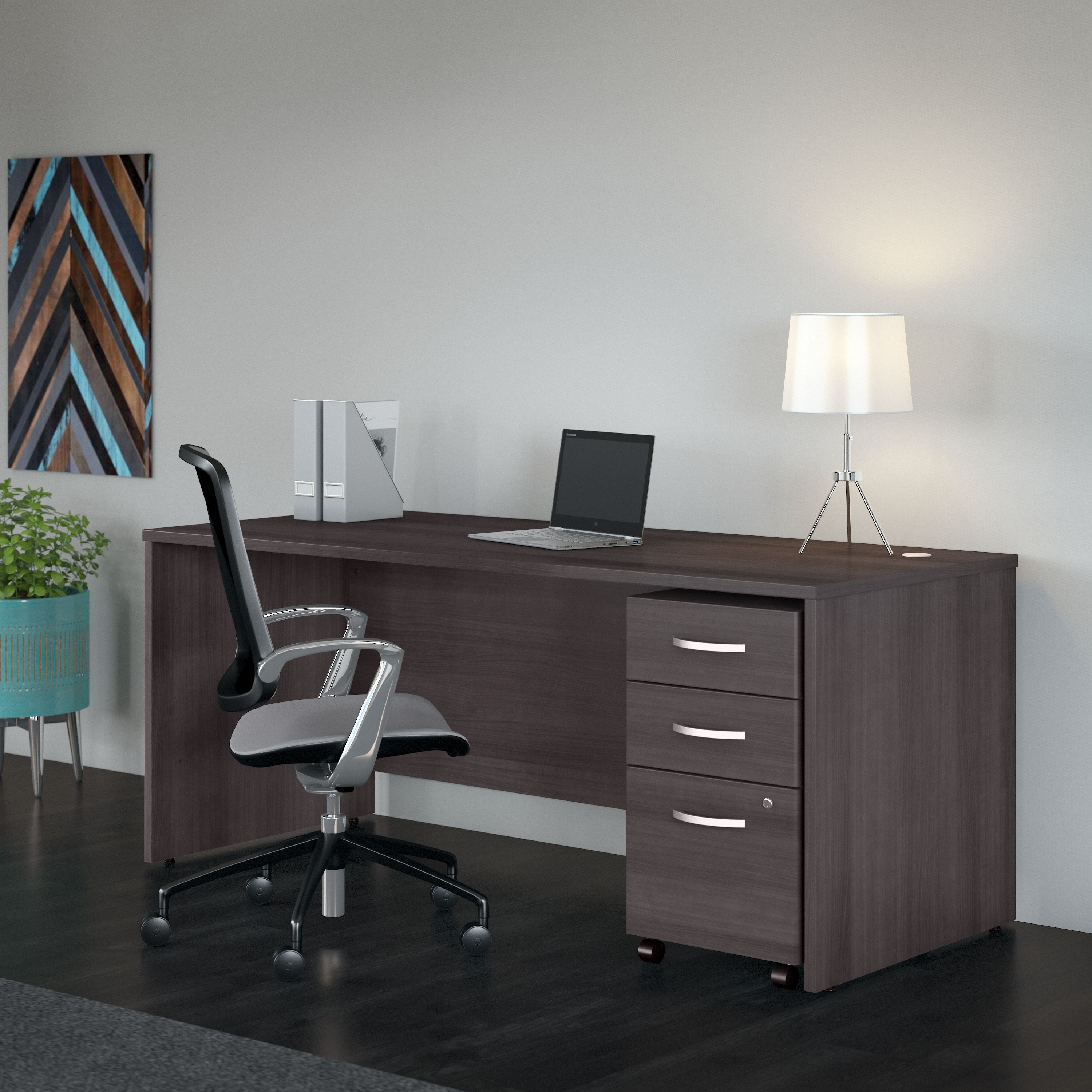 Shop Bush Business Furniture Studio C 72W x 30D Office Desk with Mobile File Cabinet 01 STC013SGSU #color_storm gray