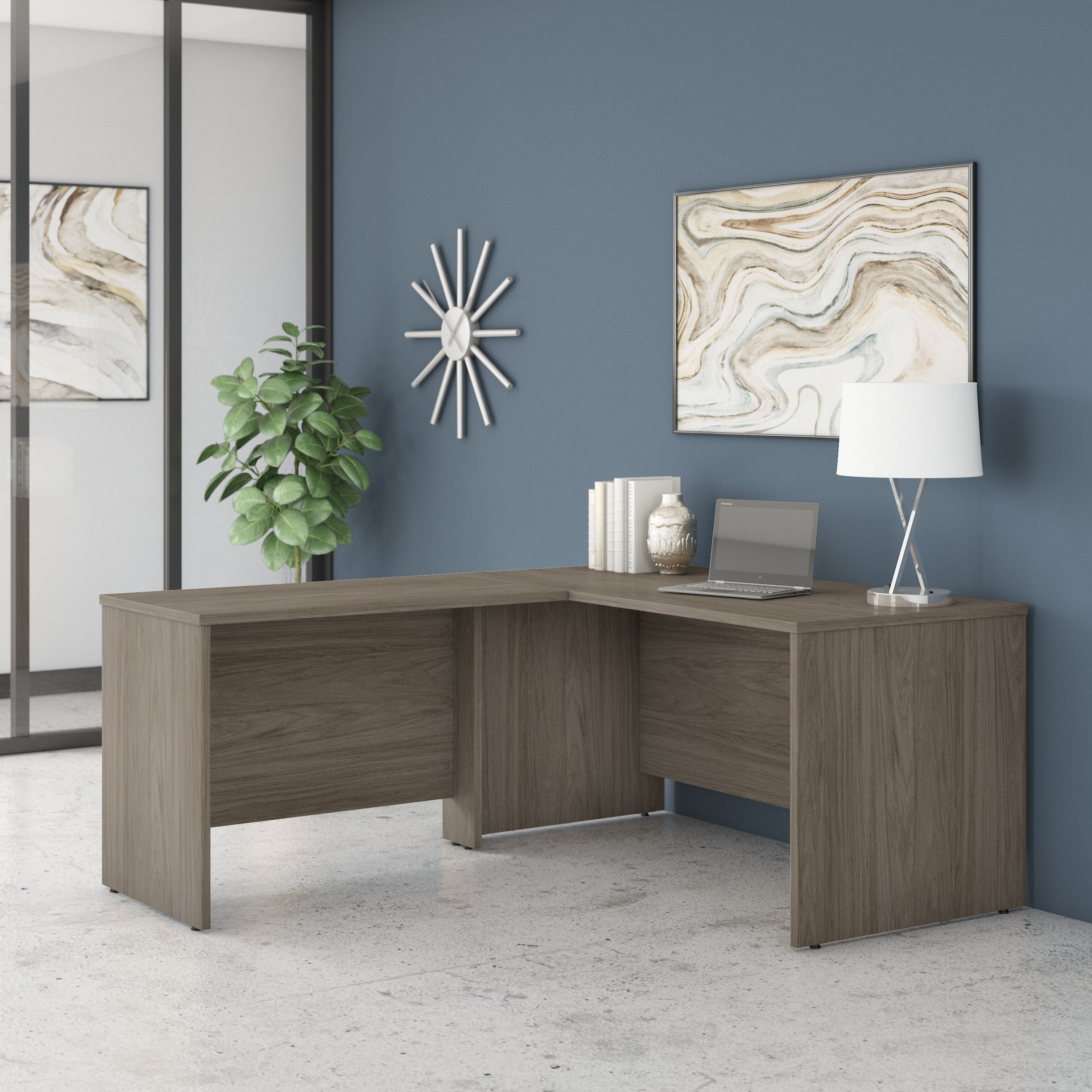 Shop Bush Business Furniture Studio C 60W x 30D L Shaped Desk with 42W Return 01 STC050MH #color_modern hickory
