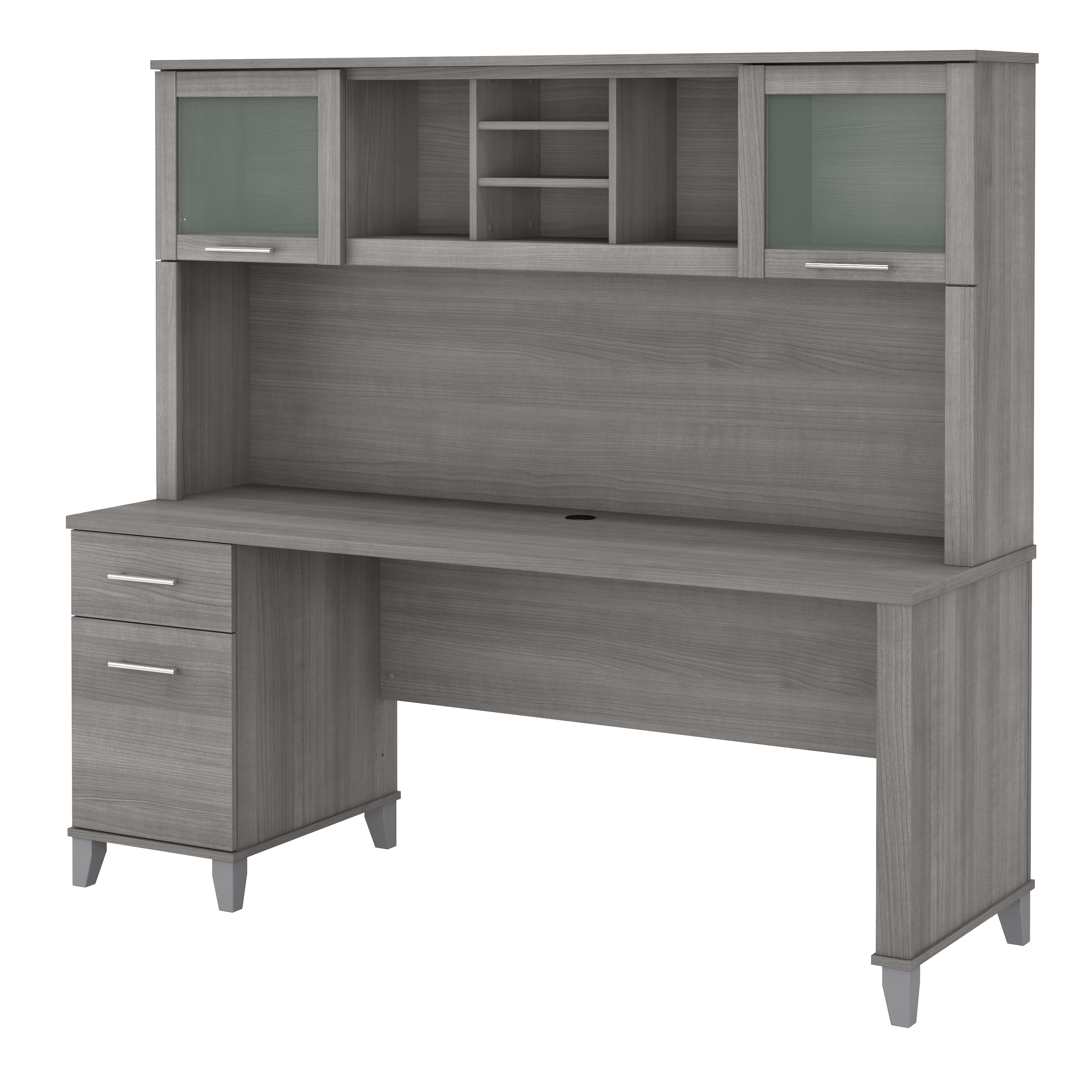 Shop Bush Furniture Somerset 72W Office Desk with Drawers and Hutch 02 SET018PG #color_platinum gray