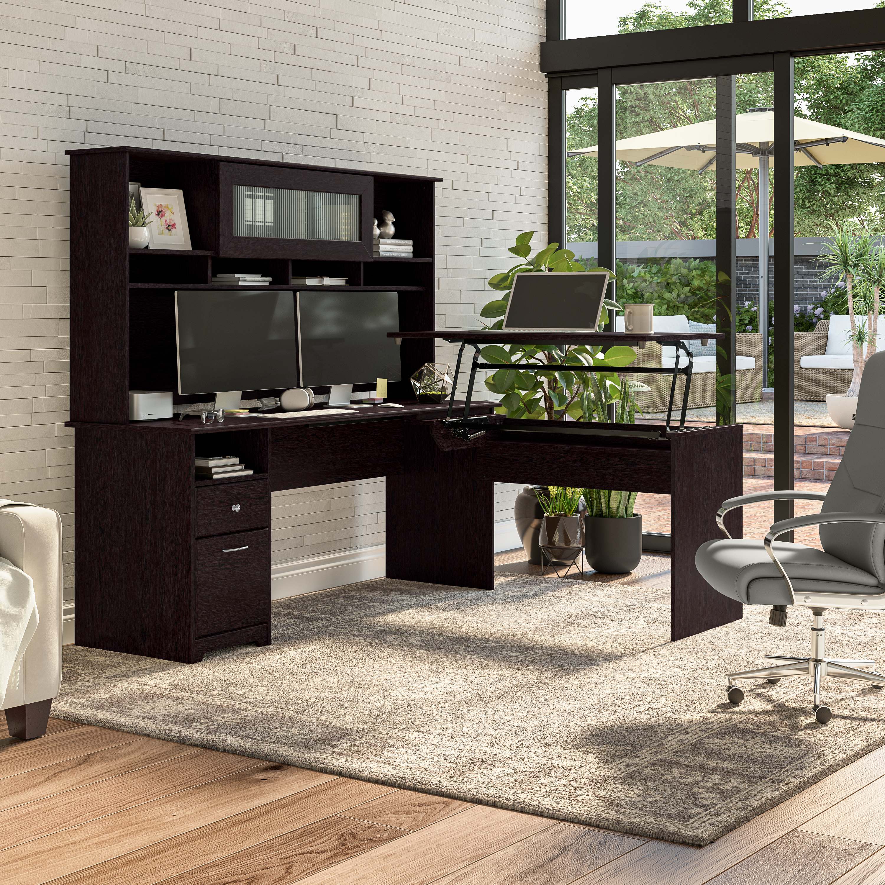 Shop Bush Furniture Cabot 72W Computer Desk with Drawers 08 WC31872 #color_espresso oak