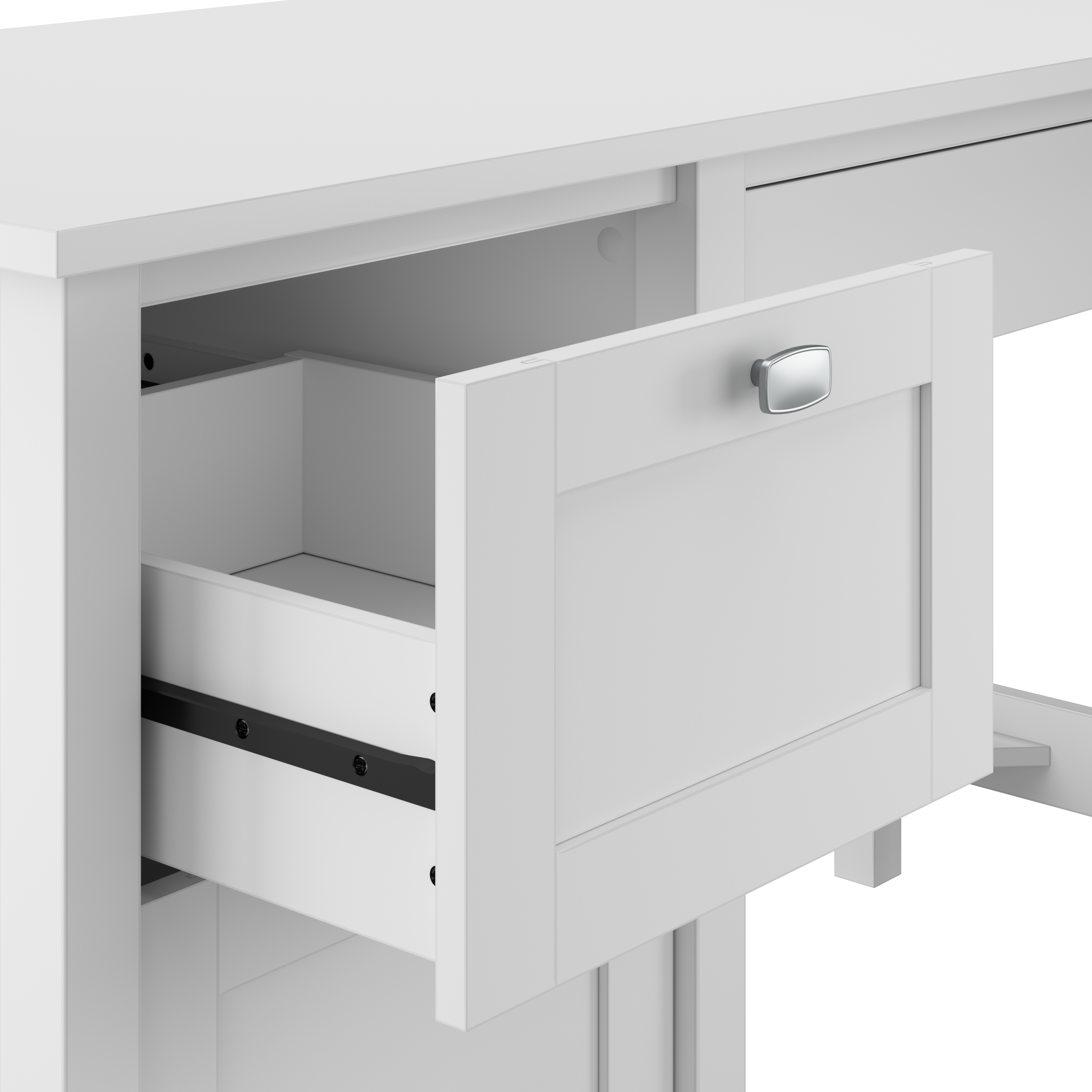 Shop Bush Furniture Broadview 54W Computer Desk with Drawers and Desktop Organizer 09 BD005WH #color_pure white