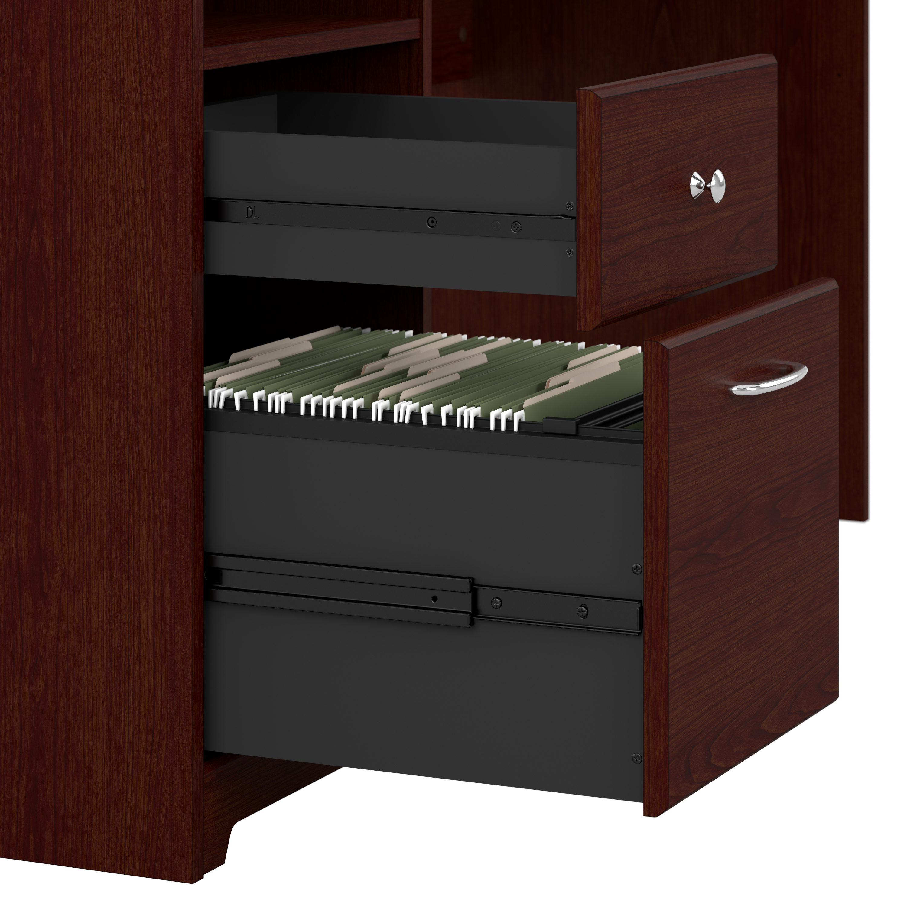 Shop Bush Furniture Cabot 72W L Shaped Computer Desk with Hutch and Storage 05 CAB073HVC #color_harvest cherry