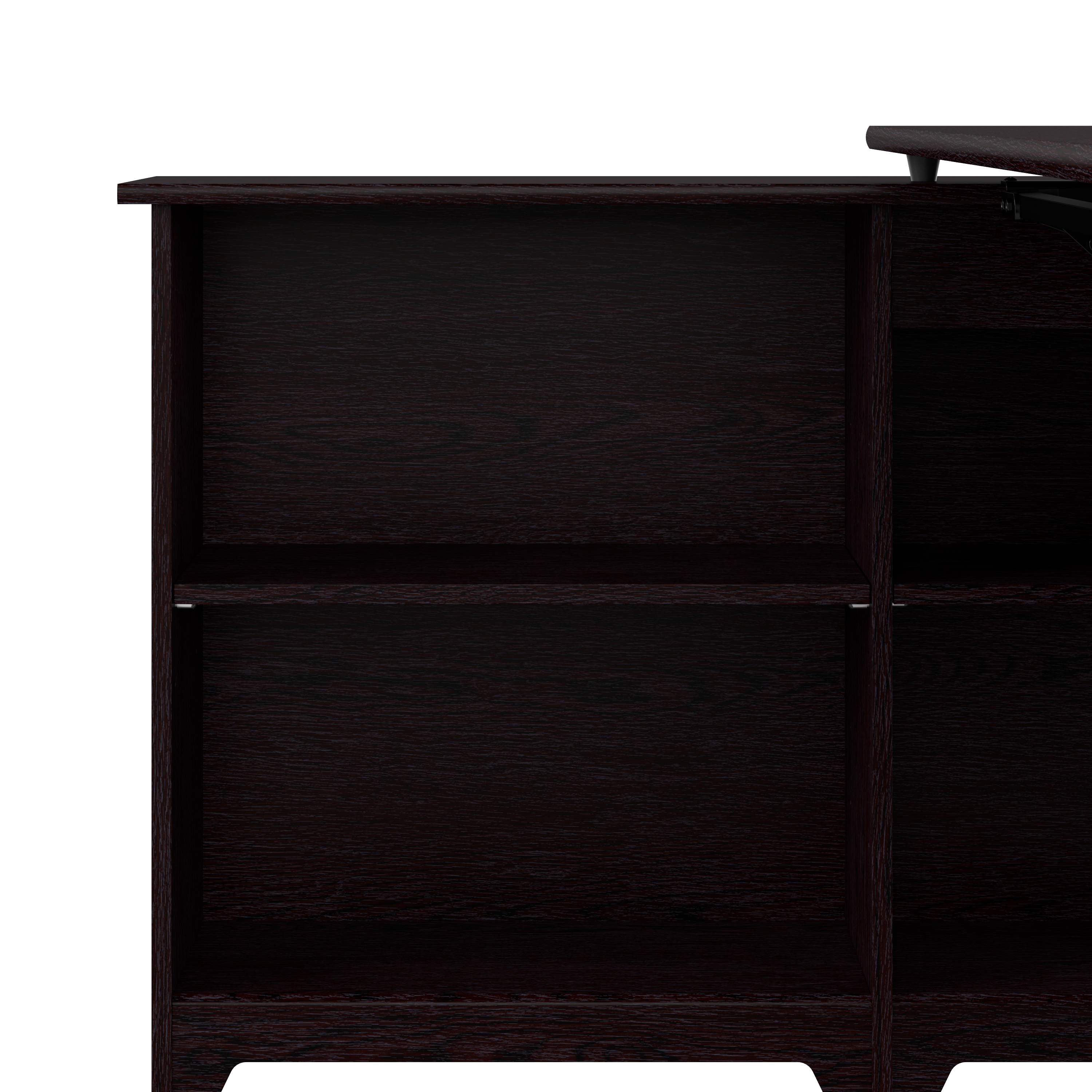 Shop Bush Furniture Cabot 52W 3 Position Sit to Stand Corner Desk with Shelves 07 WC31816 #color_espresso oak