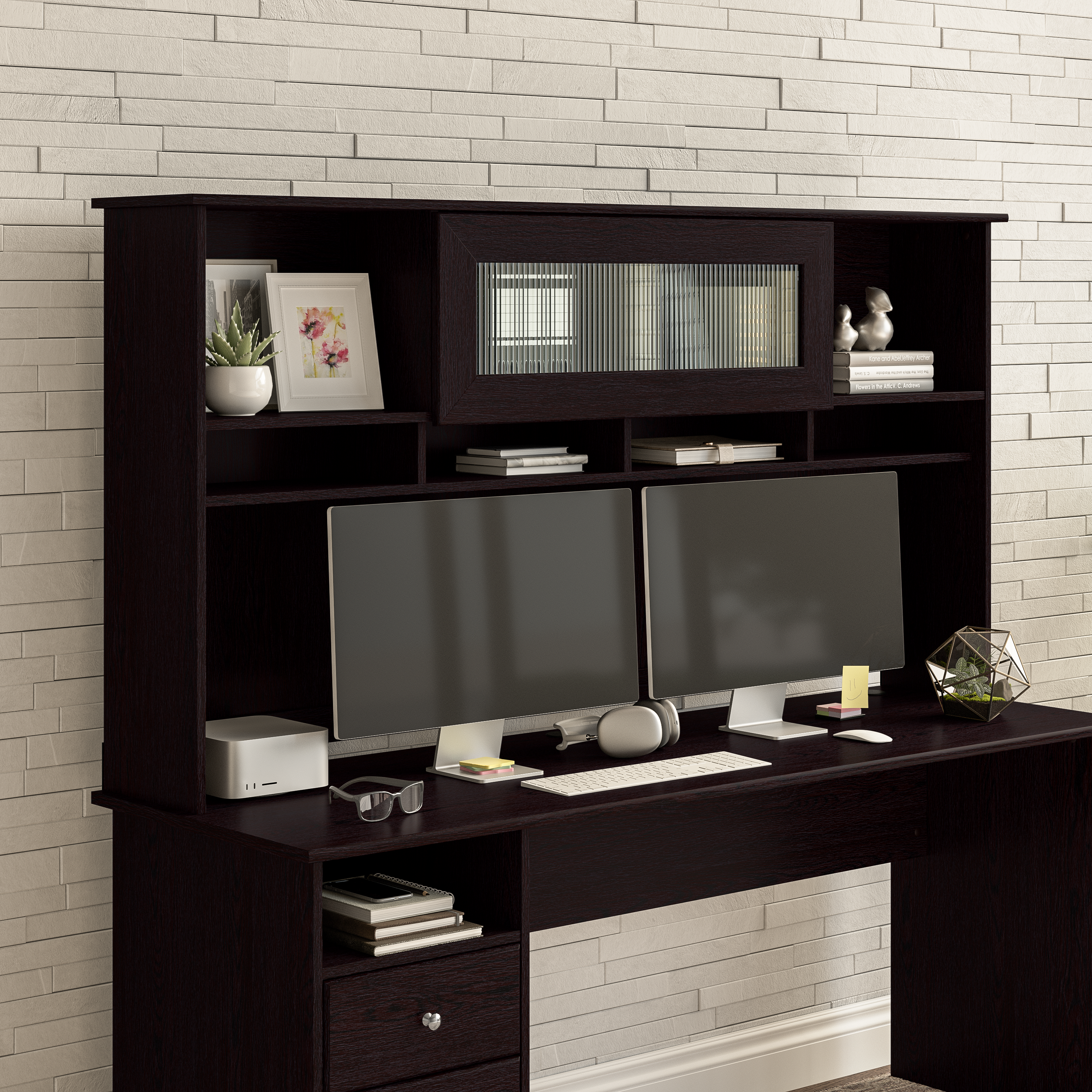 Shop Bush Furniture Cabot 72W Desk Hutch 01 WC31873-03 #color_espresso oak