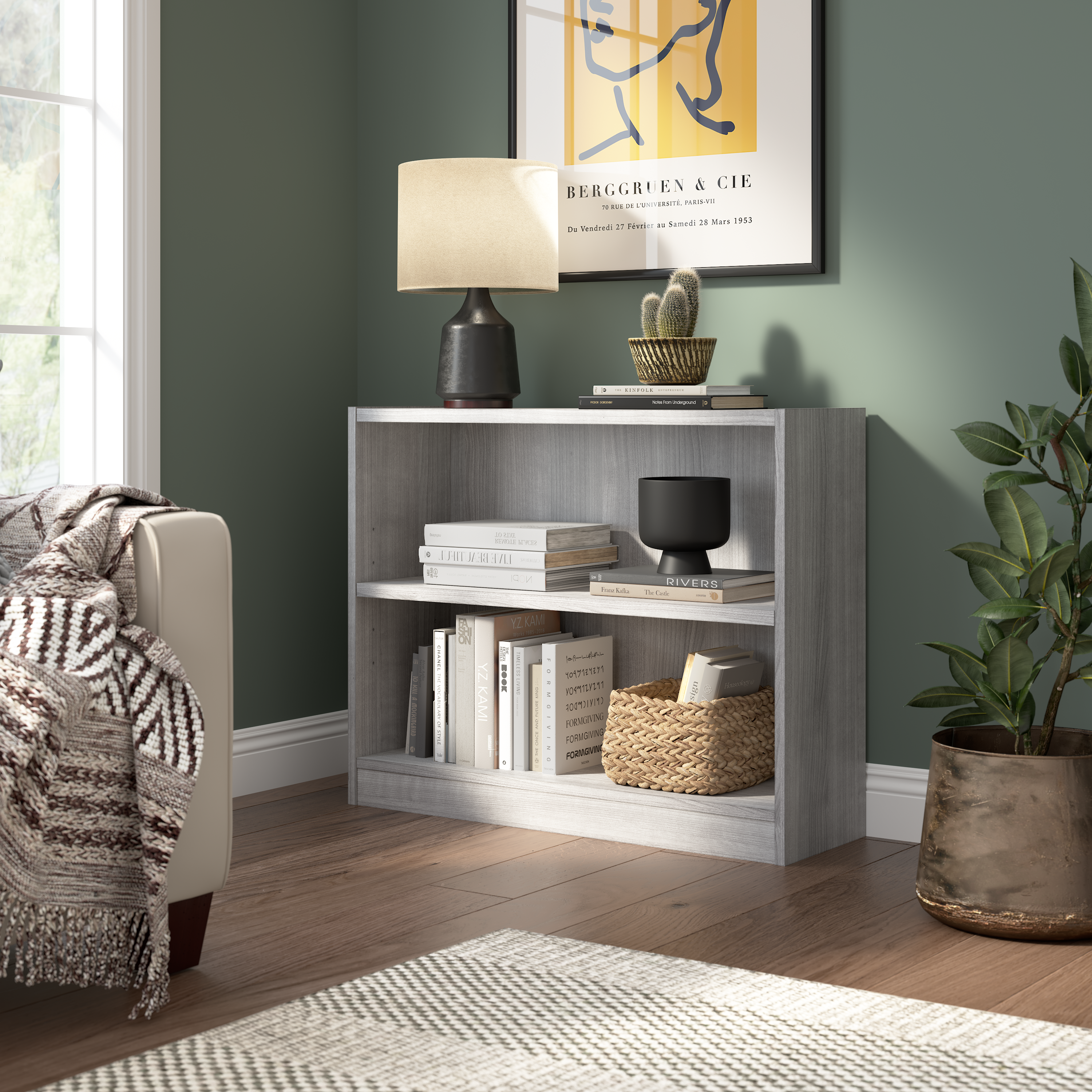 Shop Bush Furniture Universal Small 2 Shelf Bookcase 01 WL12456 #color_platinum gray