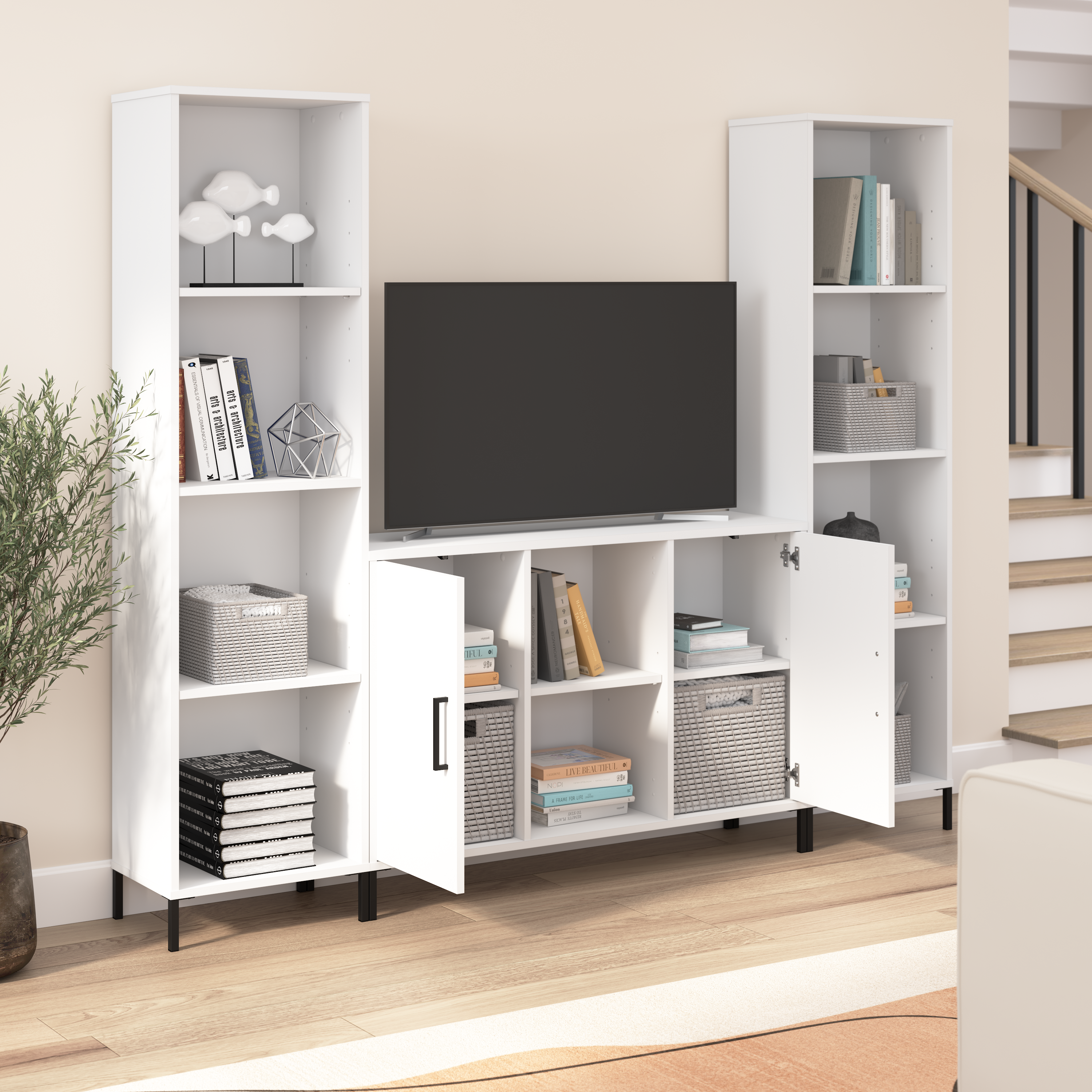 Shop Bush Furniture Essence 77W Entertainment Center 06 ESE001WH #color_white