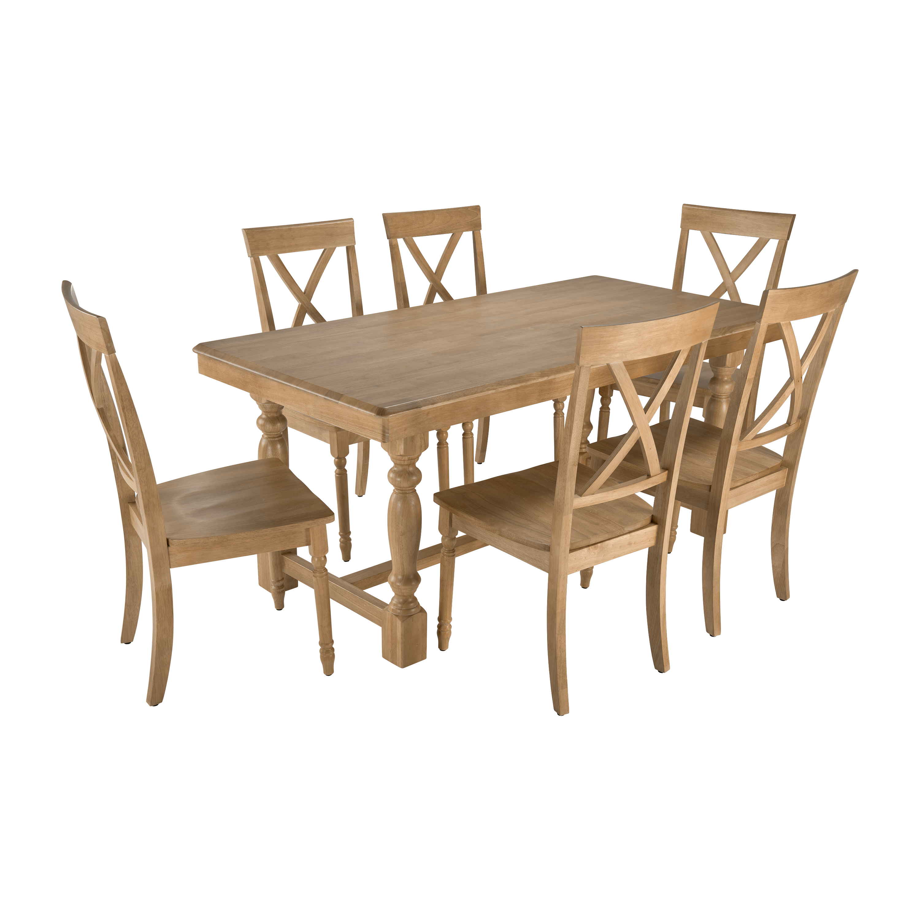 Shop Bush Furniture Sterling 67W Squire Trestle Dining Table with 6 Cross Back Dining Chairs 02 STL001NHS #color_natural honey brown