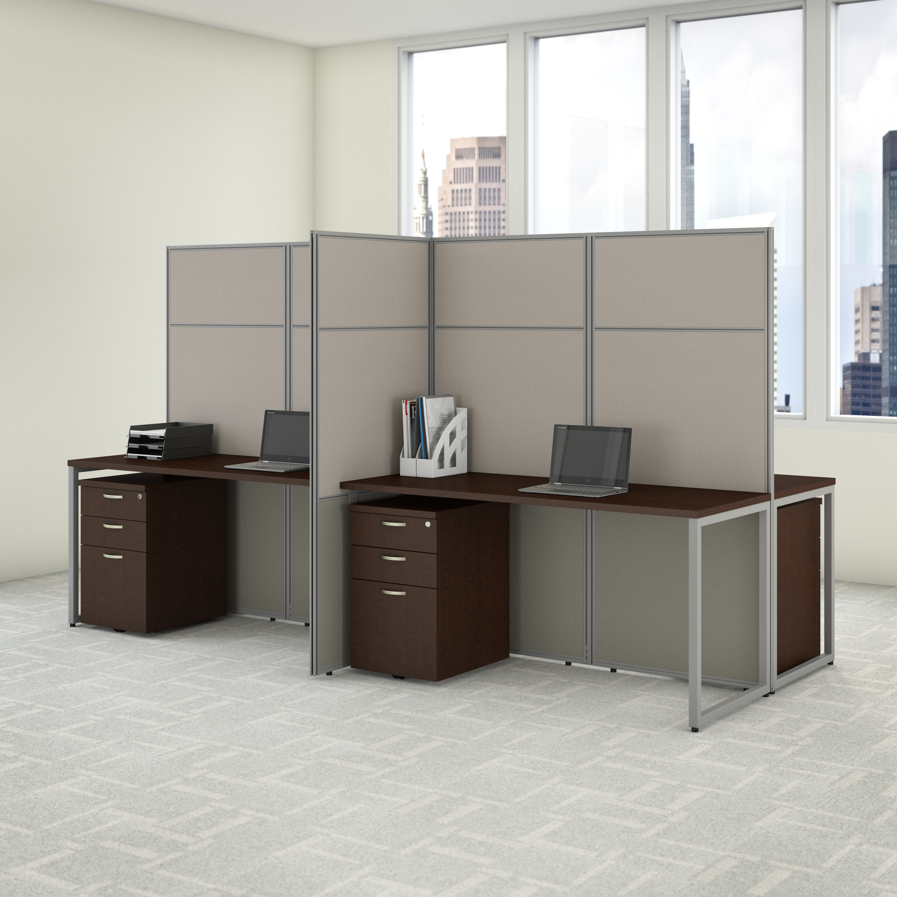 Shop Bush Business Furniture Easy Office 60W Cubicle Desk Workstation with 66H Closed Panels 08 EODH260MR-03K #color_mocha cherry