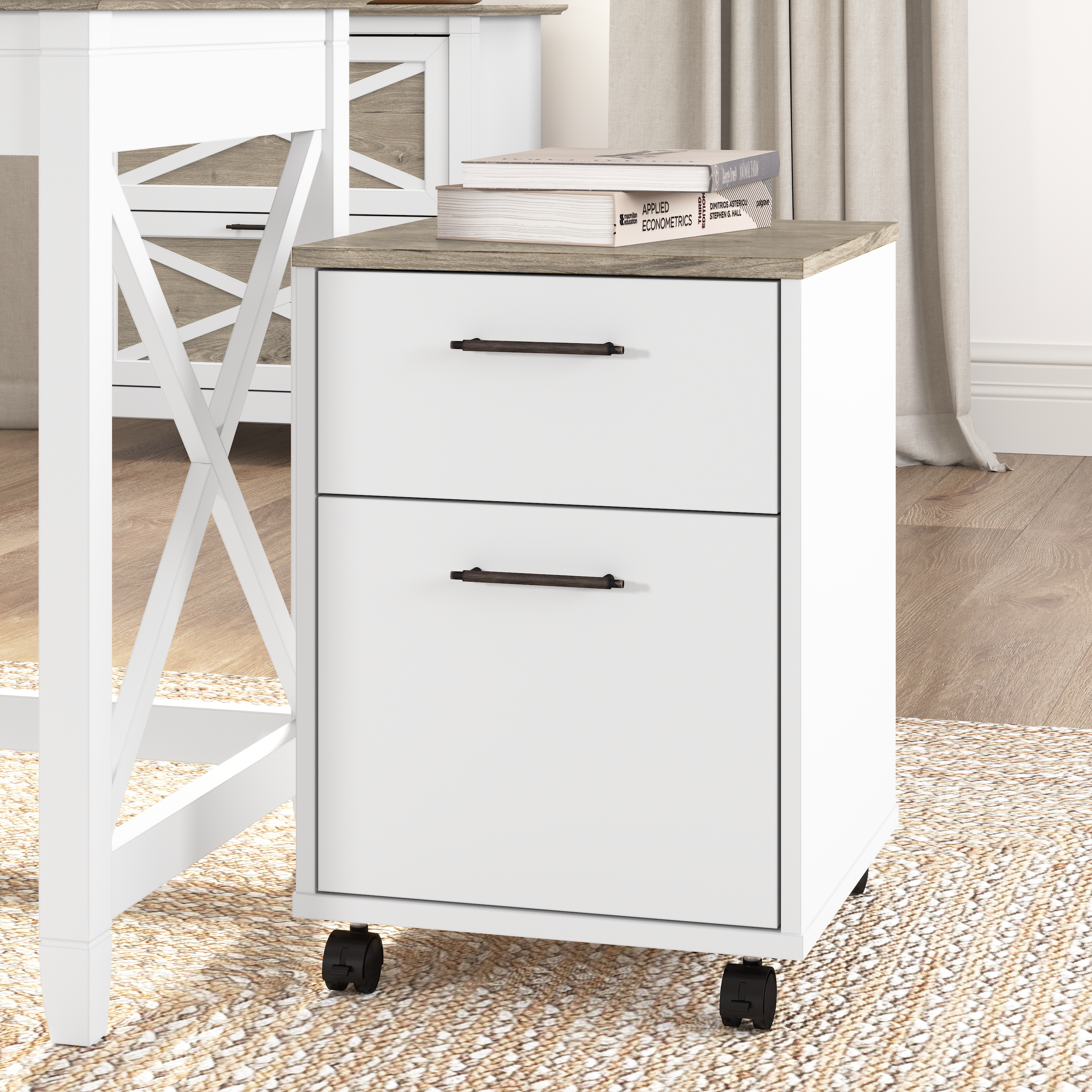 Shop Bush Furniture Key West 2 Drawer Mobile File Cabinet 01 KWF116G2W-03 #color_shiplap gray/pure white