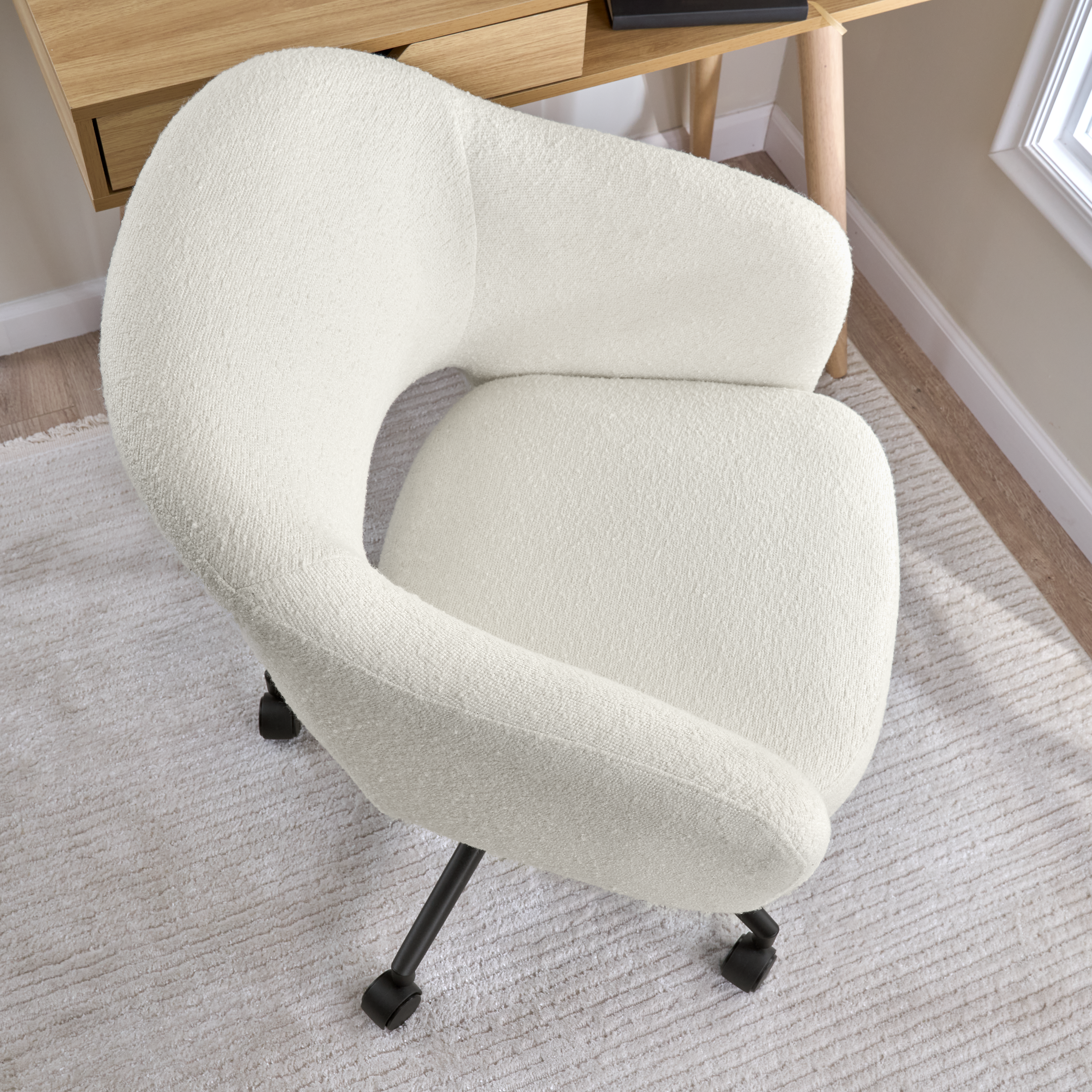 Shop Bush Furniture Fairfax Mid Century Modern Desk Chair for Home Office 05 CH4401LCF-03 #color_light cream fabric