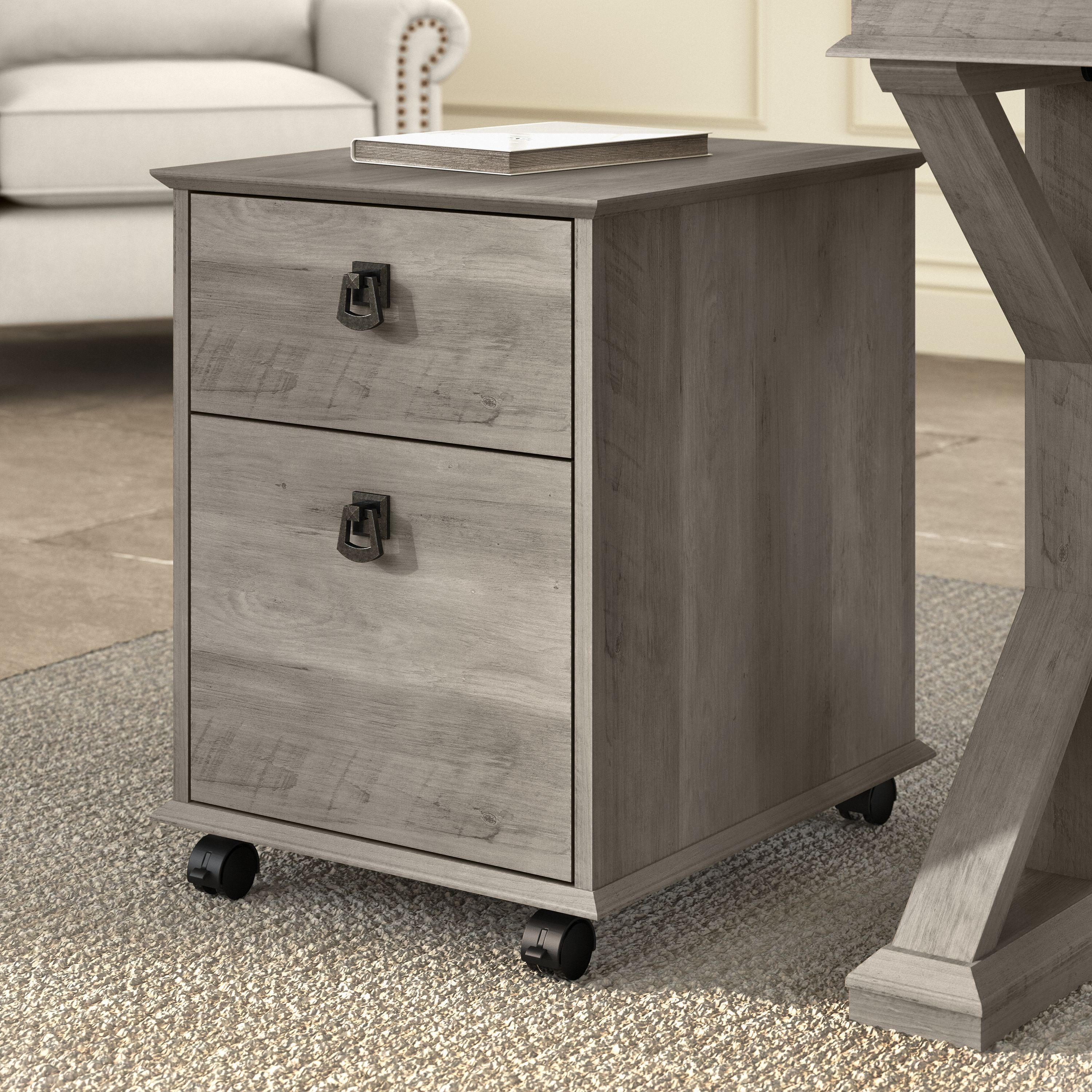 Shop Bush Furniture Homestead Farmhouse Mobile File Cabinet 01 HOF117DG-03 #color_driftwood gray