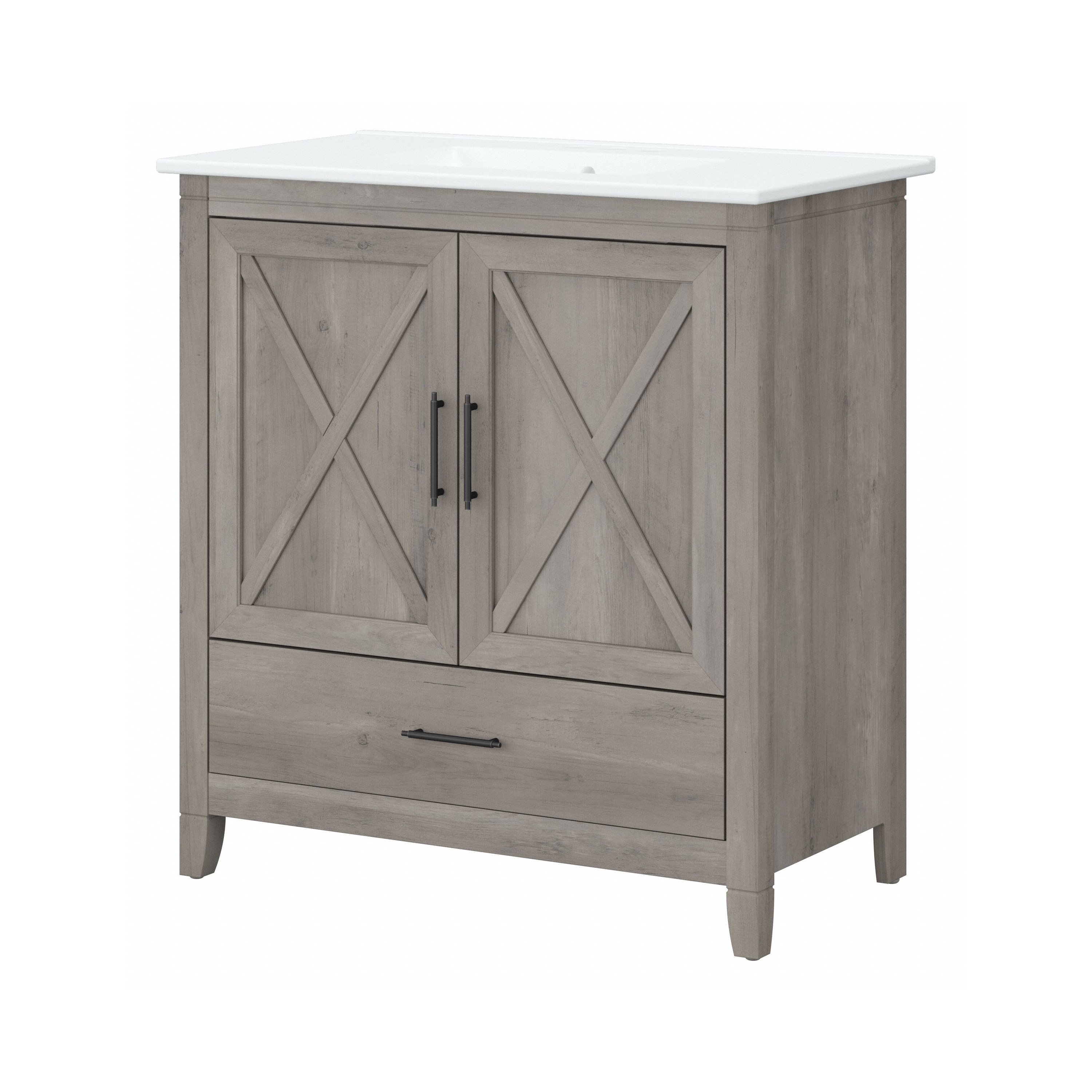 Shop Bush Furniture Key West 32W Bathroom Vanity with Sink 02 KWVN132DG-03K #color_driftwood gray